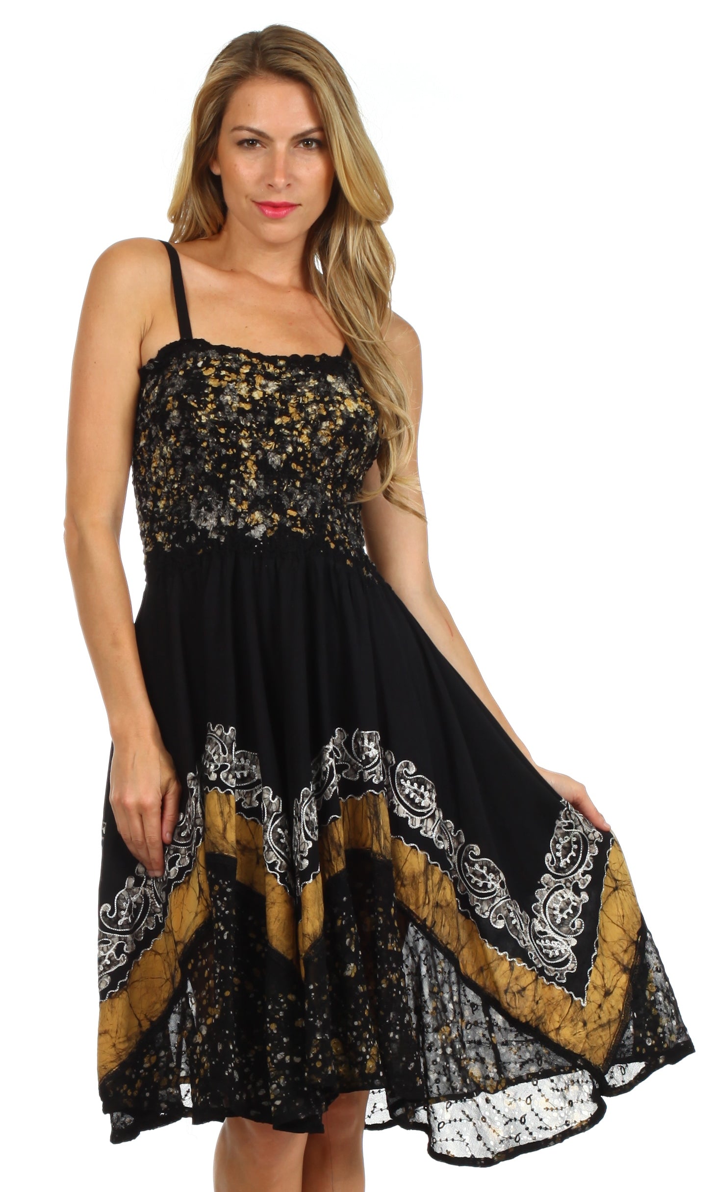Sakkas - Aphrodite Embroidered Batik Dress