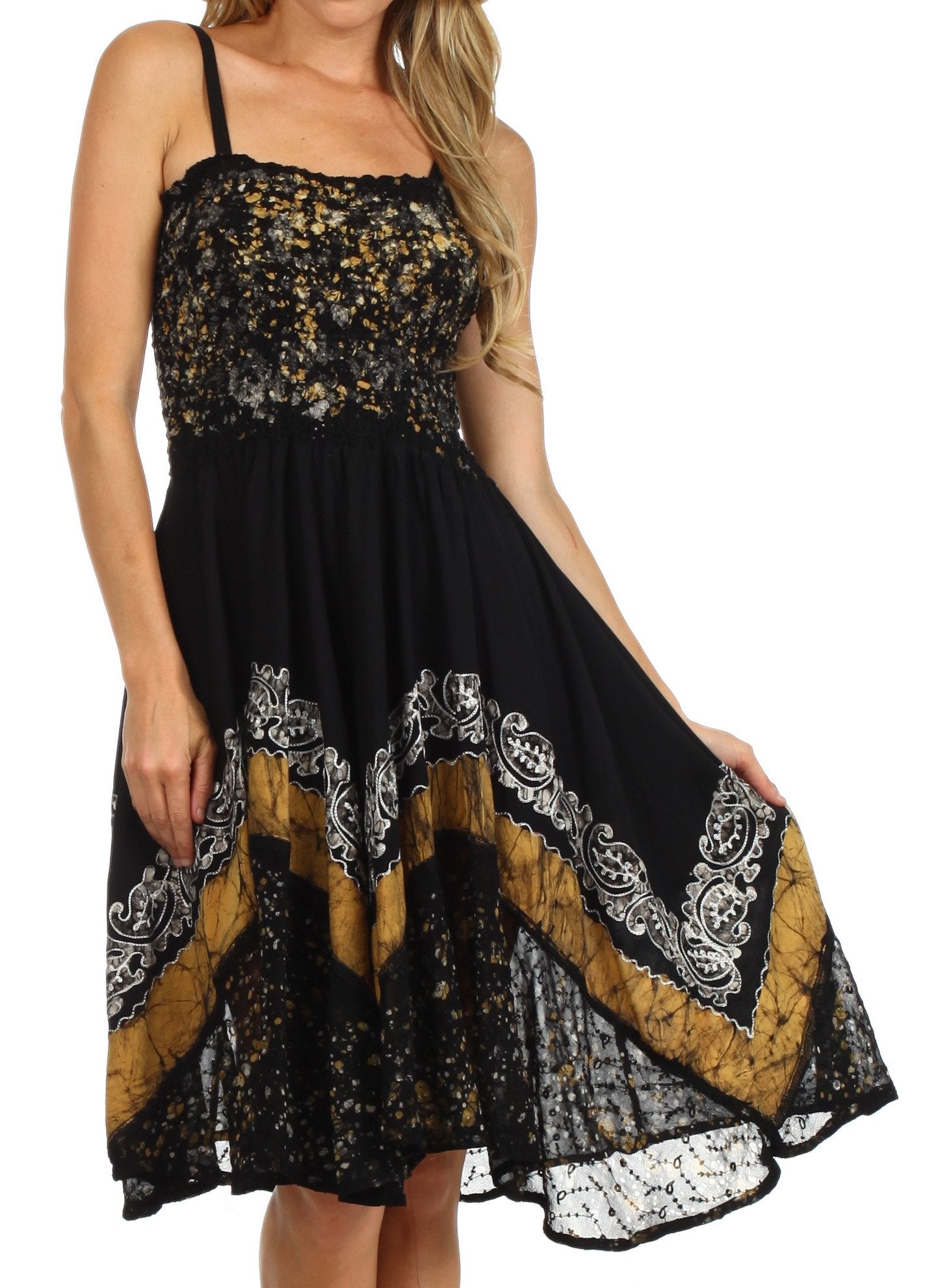 Sakkas - Aphrodite Embroidered Batik Dress