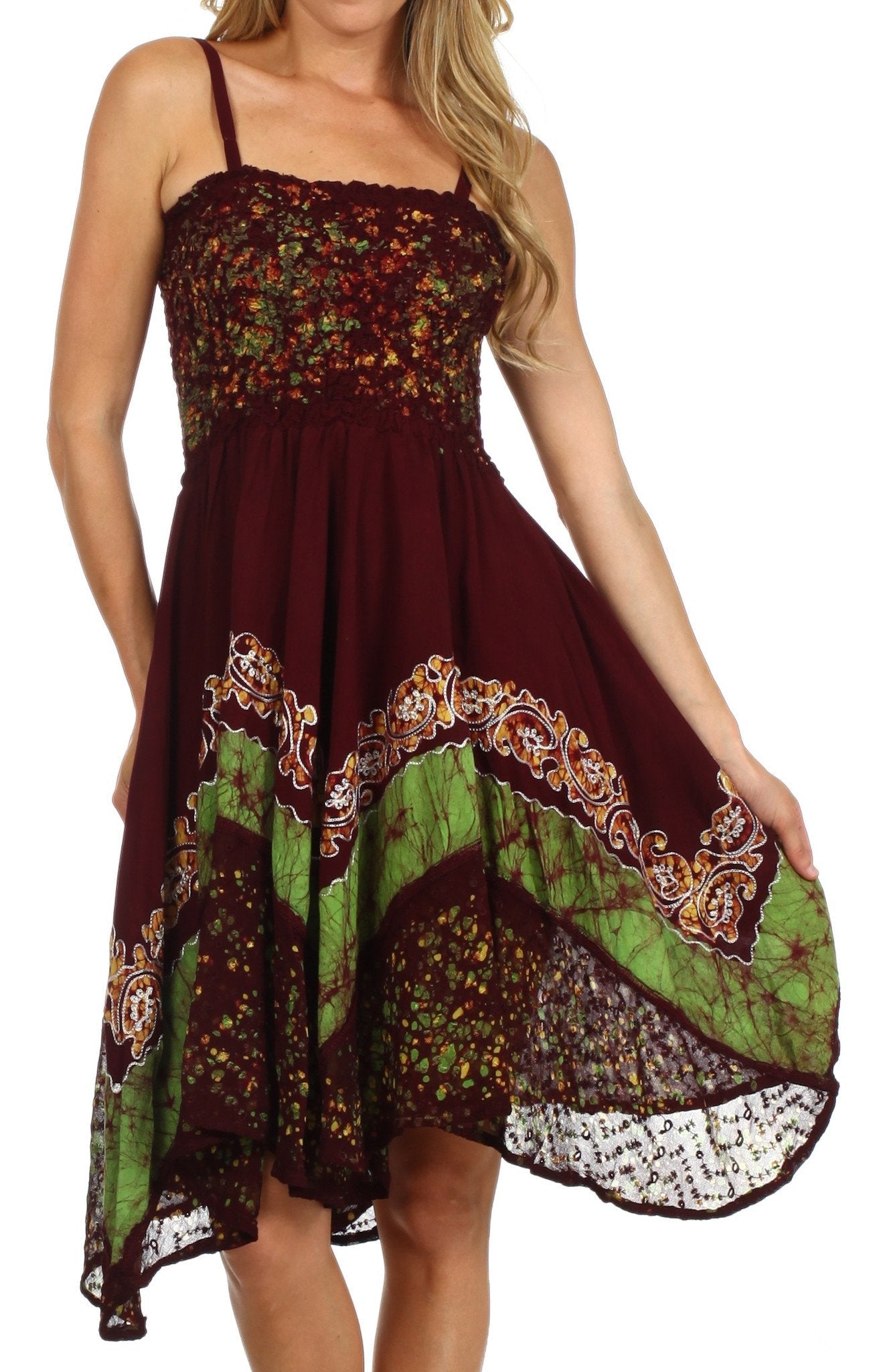 Sakkas - Aphrodite Embroidered Batik Dress