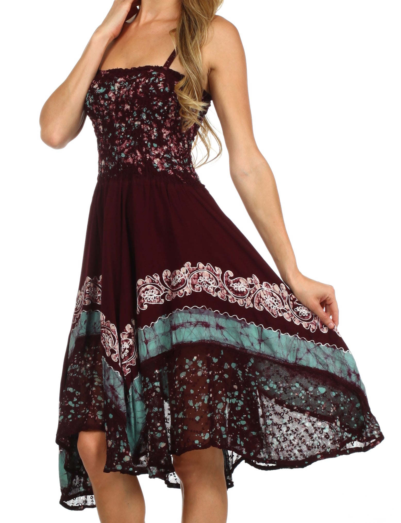Sakkas - Aphrodite Embroidered Batik Dress