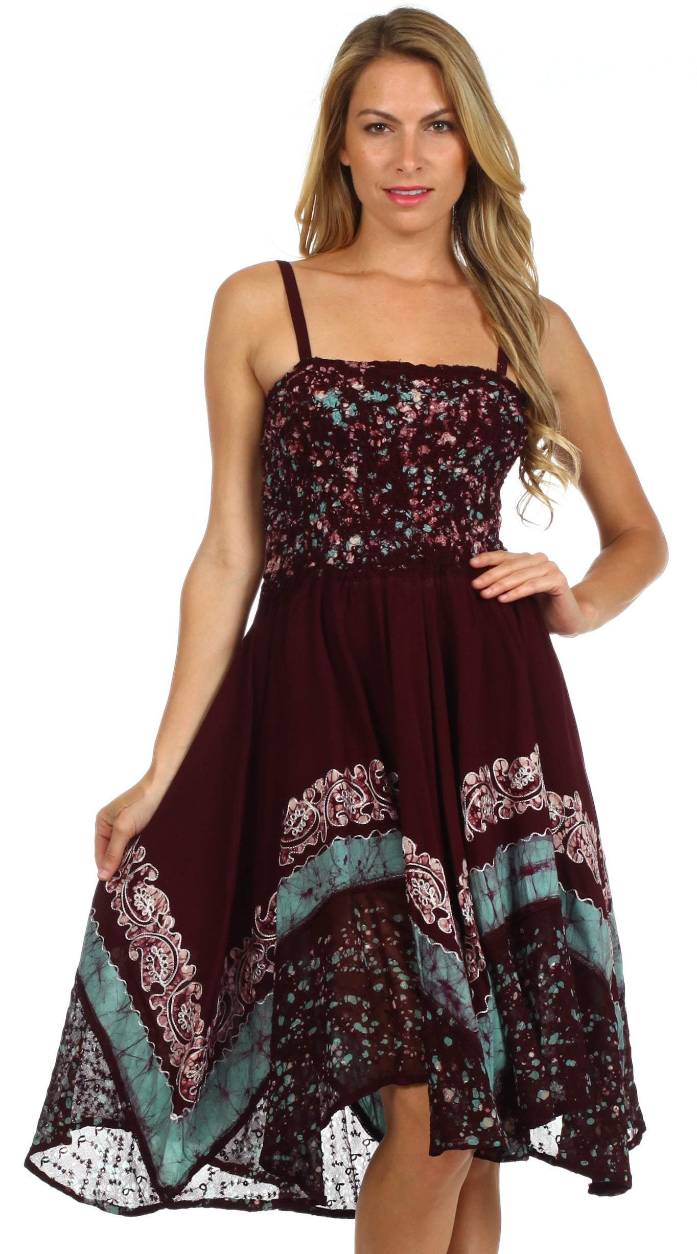 Sakkas - Aphrodite Embroidered Batik Dress