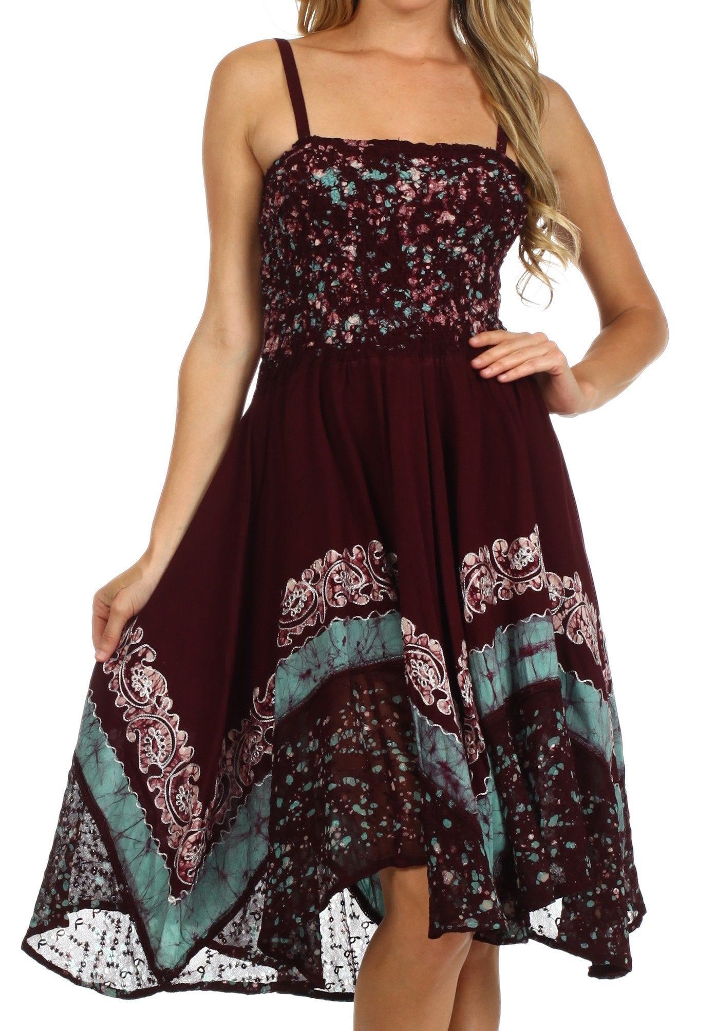 Sakkas - Aphrodite Embroidered Batik Dress