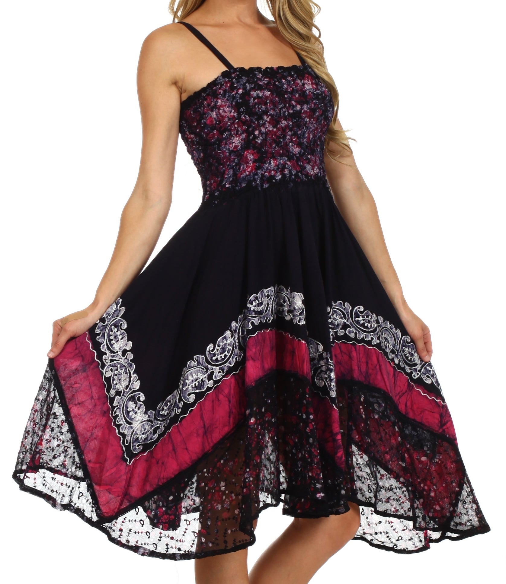 Sakkas - Aphrodite Embroidered Batik Dress