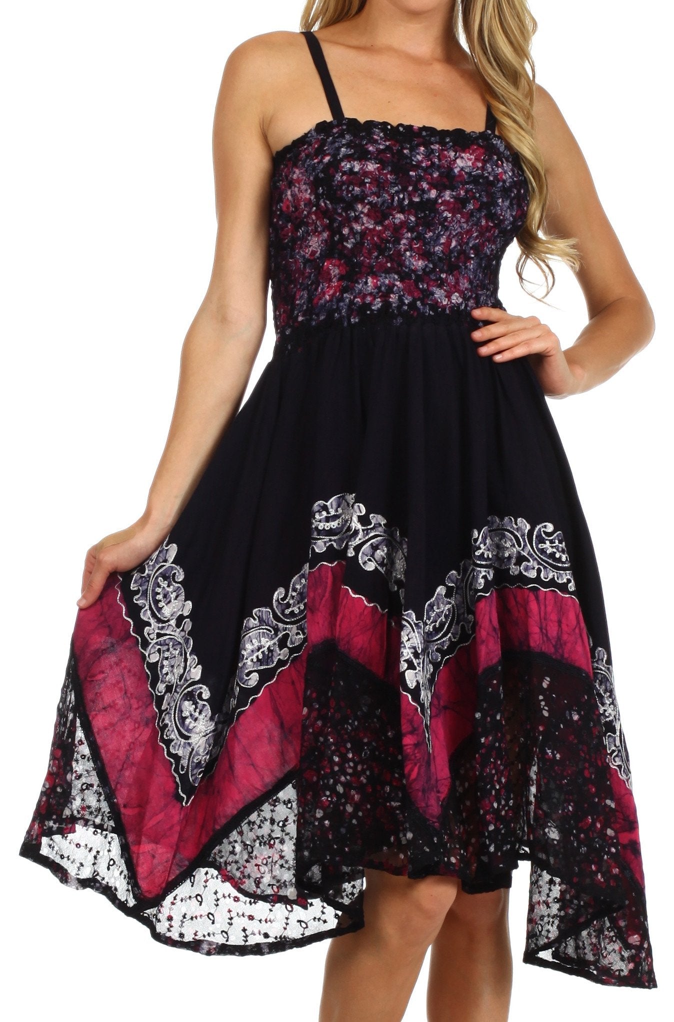 Sakkas - Aphrodite Embroidered Batik Dress