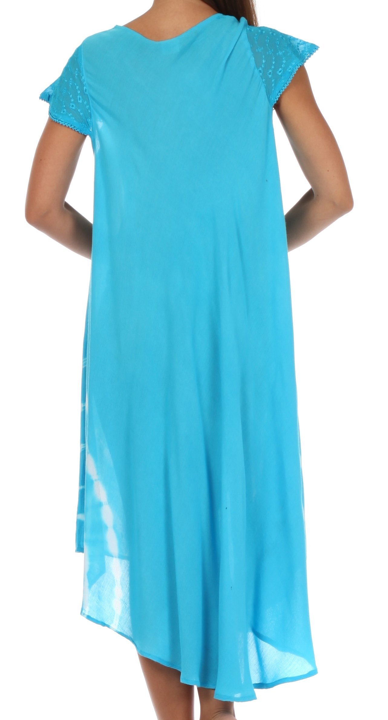 Blue dress with cap sleeves on a white background
