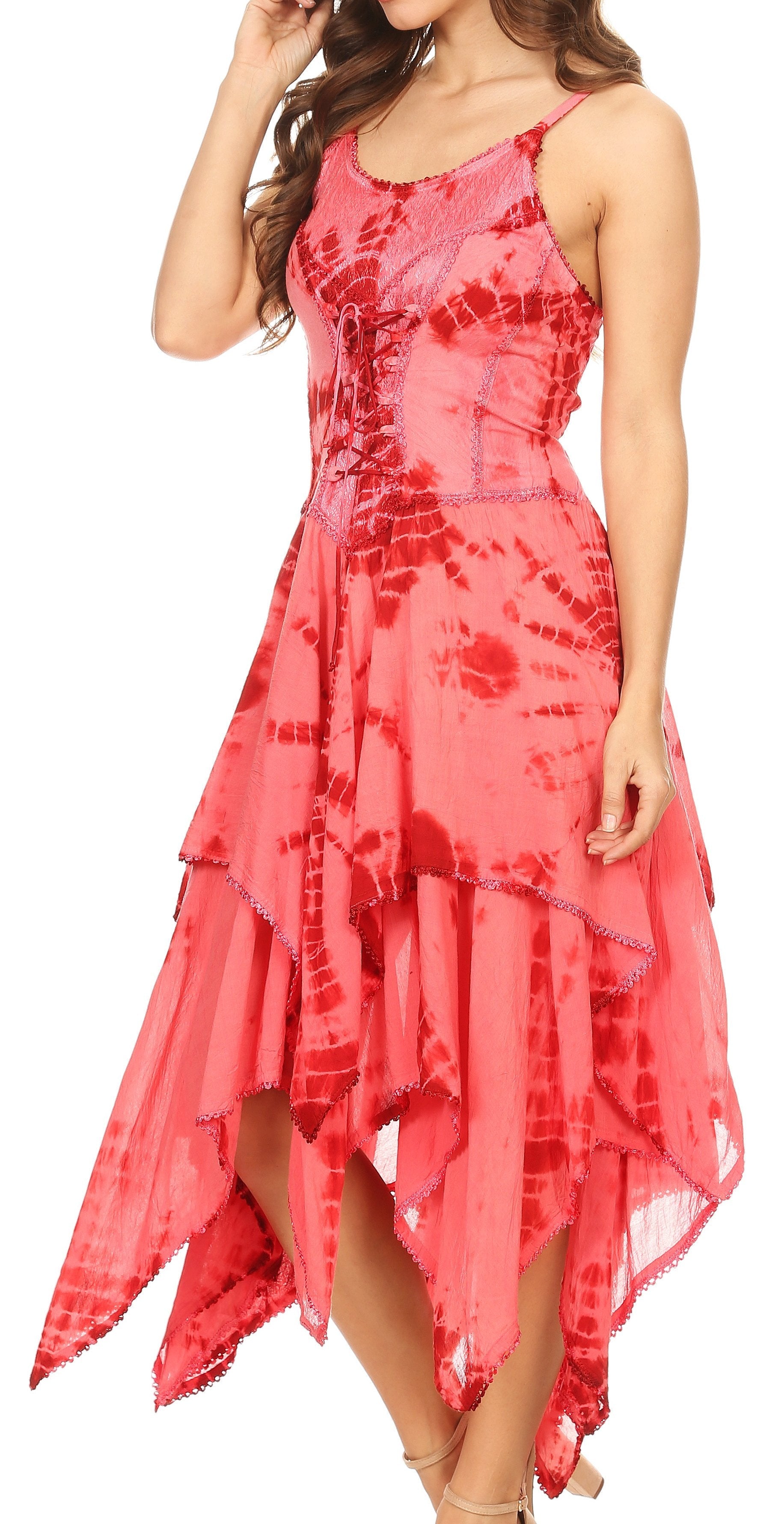 Sakkas - Annabella Corset Bodice Handkerchief Hem Dress