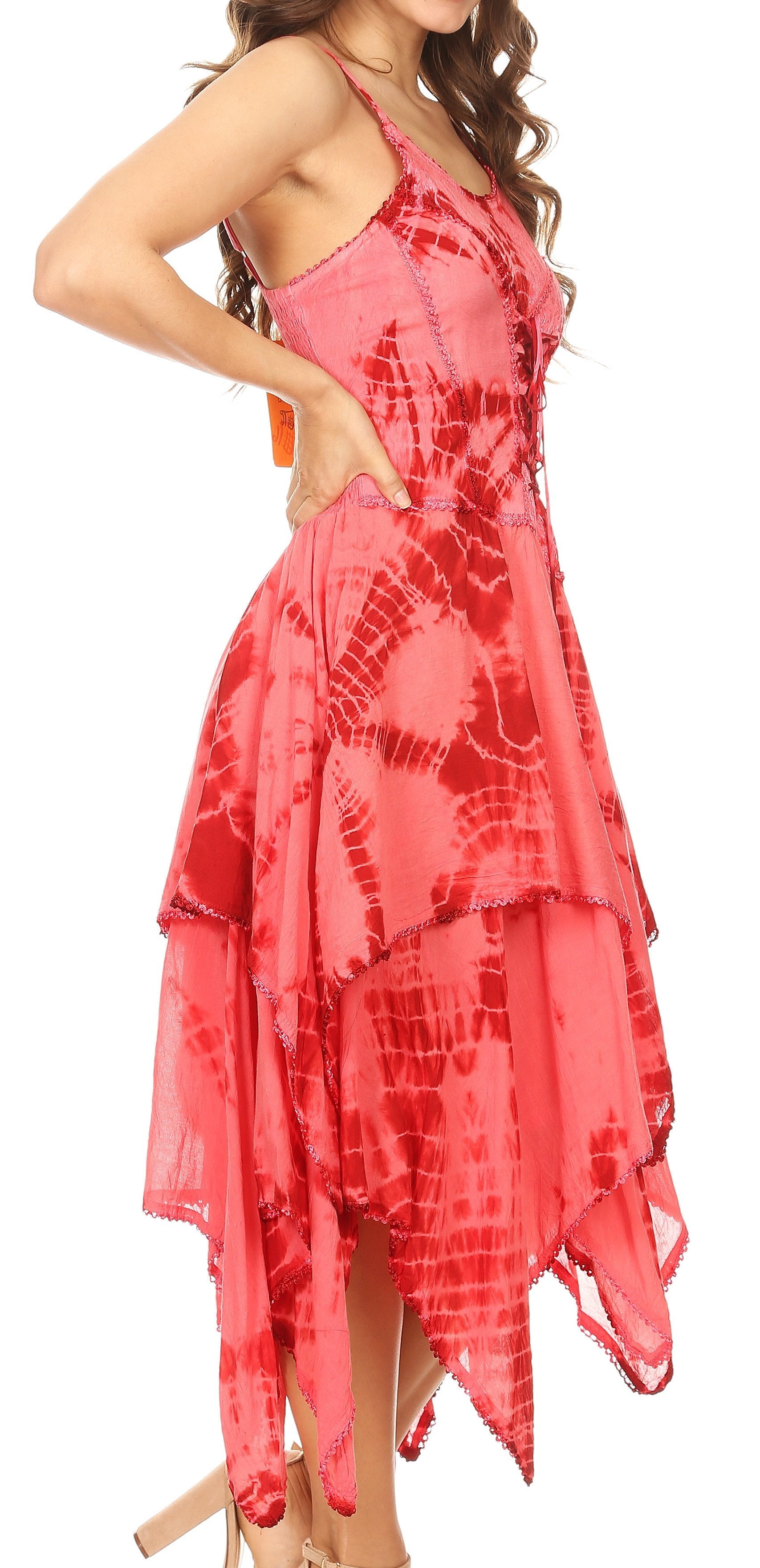 Sakkas - Annabella Corset Bodice Handkerchief Hem Dress