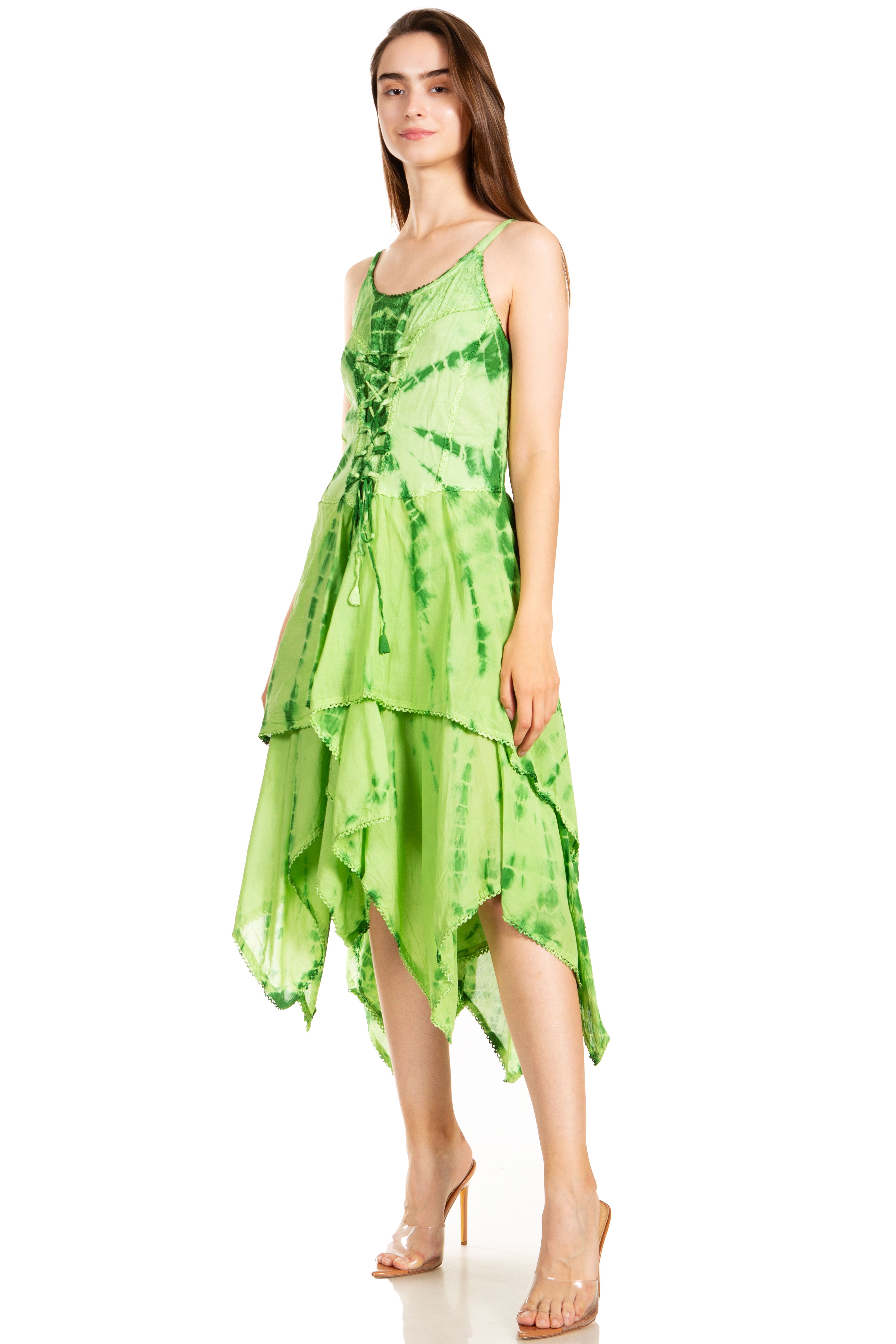 Sakkas - Annabella Corset Bodice Handkerchief Hem Dress