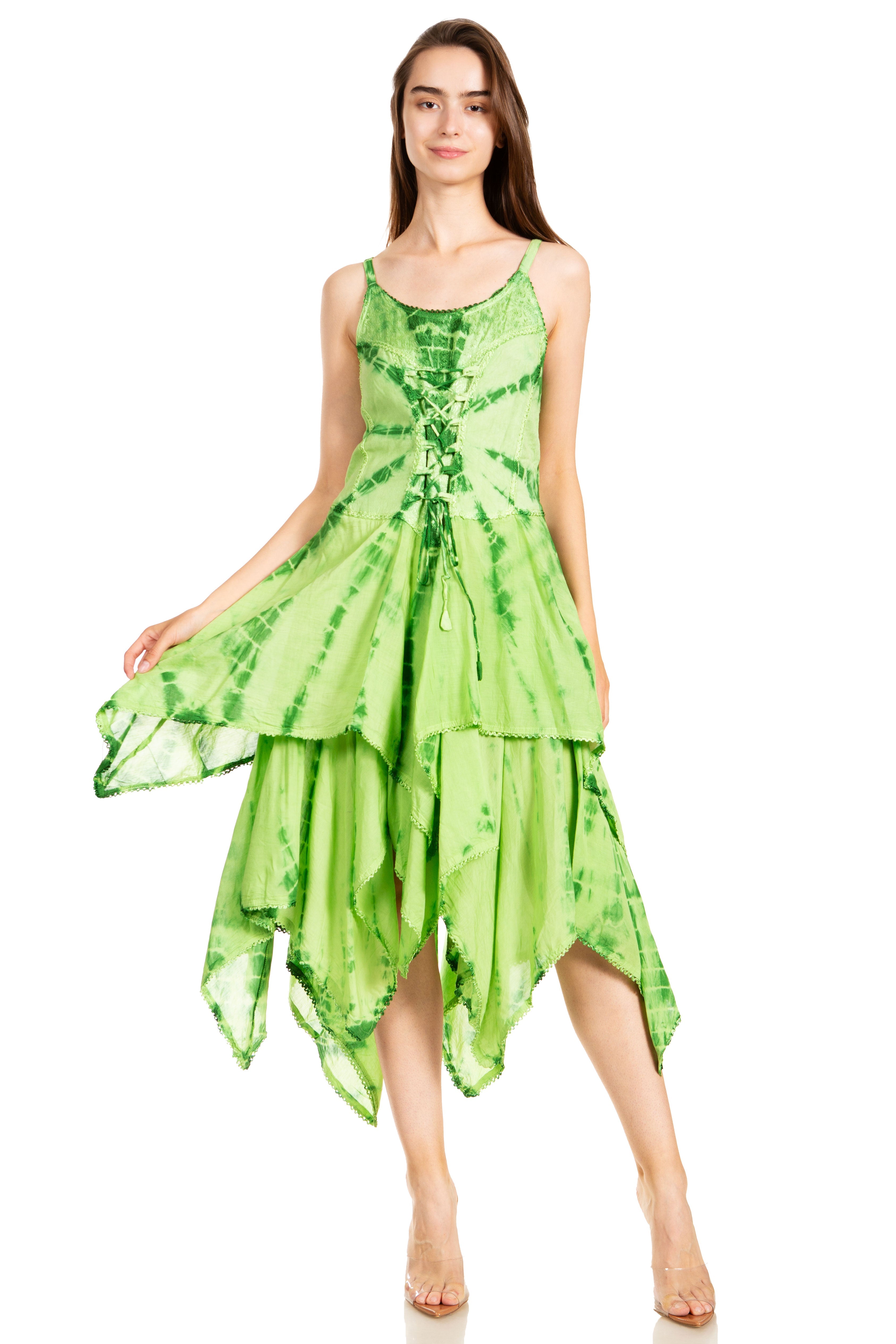 Sakkas - Annabella Corset Bodice Handkerchief Hem Dress