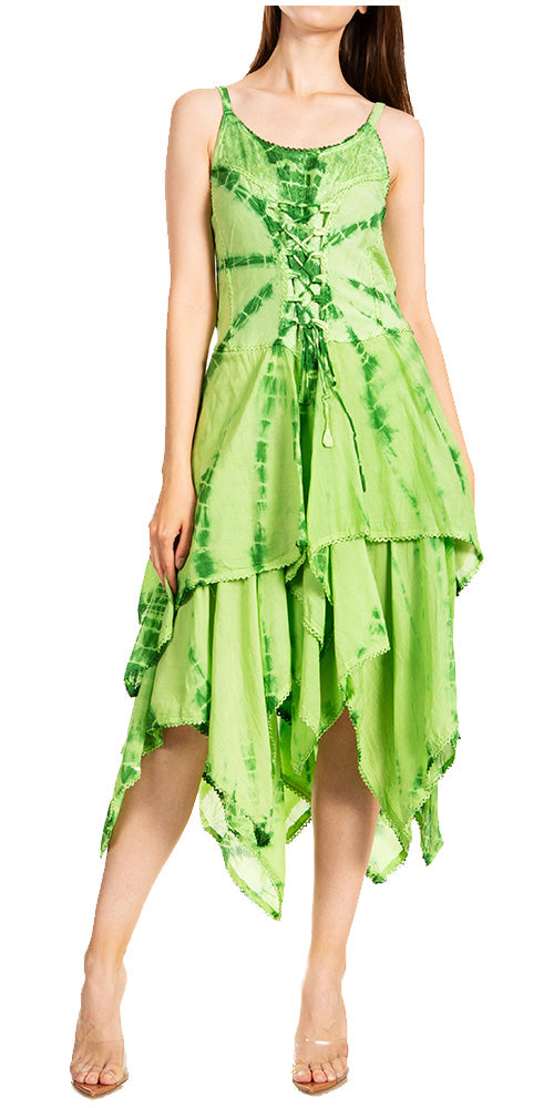 Sakkas - Annabella Corset Bodice Handkerchief Hem Dress