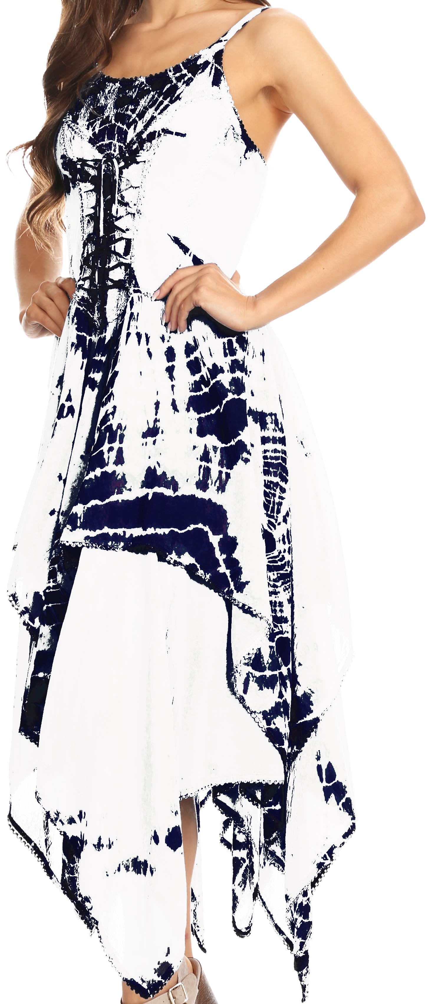 Sakkas - Annabella Corset Bodice Handkerchief Hem Dress