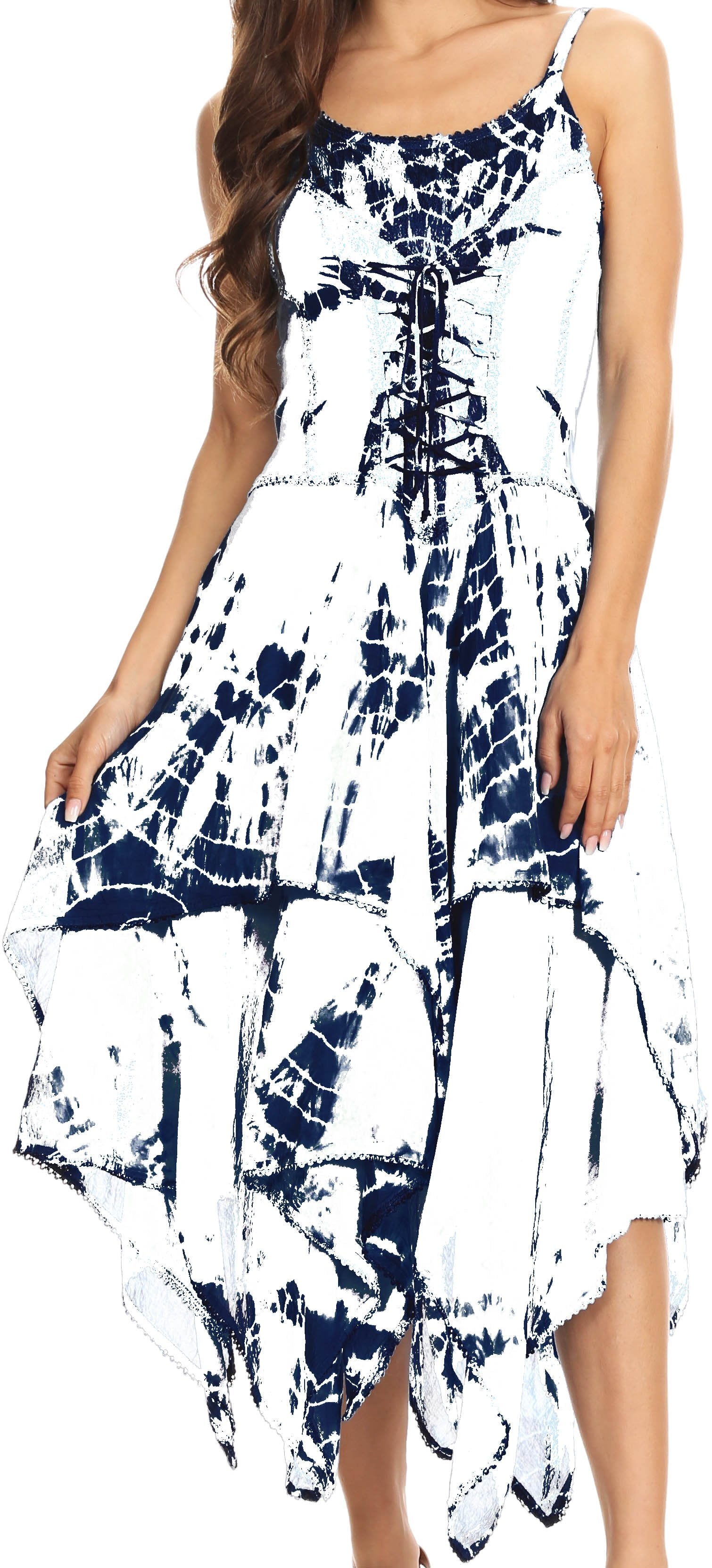 Sakkas - Annabella Corset Bodice Handkerchief Hem Dress