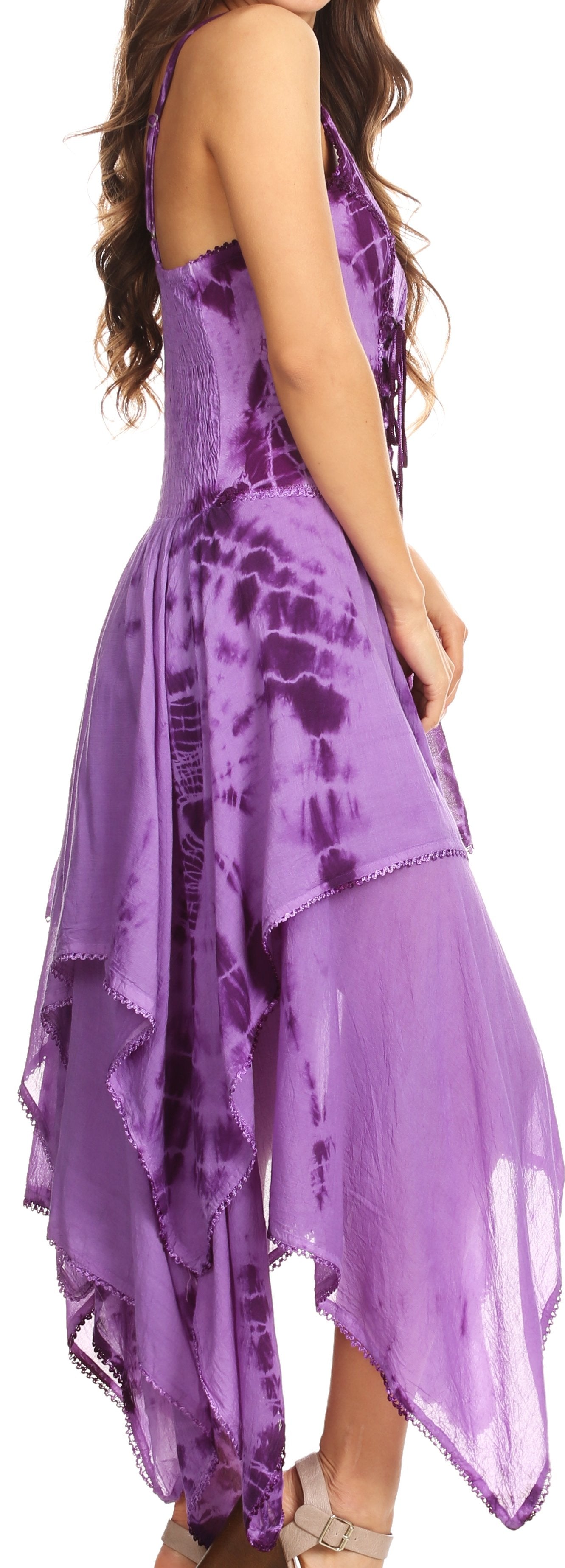 Sakkas - Annabella Corset Bodice Handkerchief Hem Dress