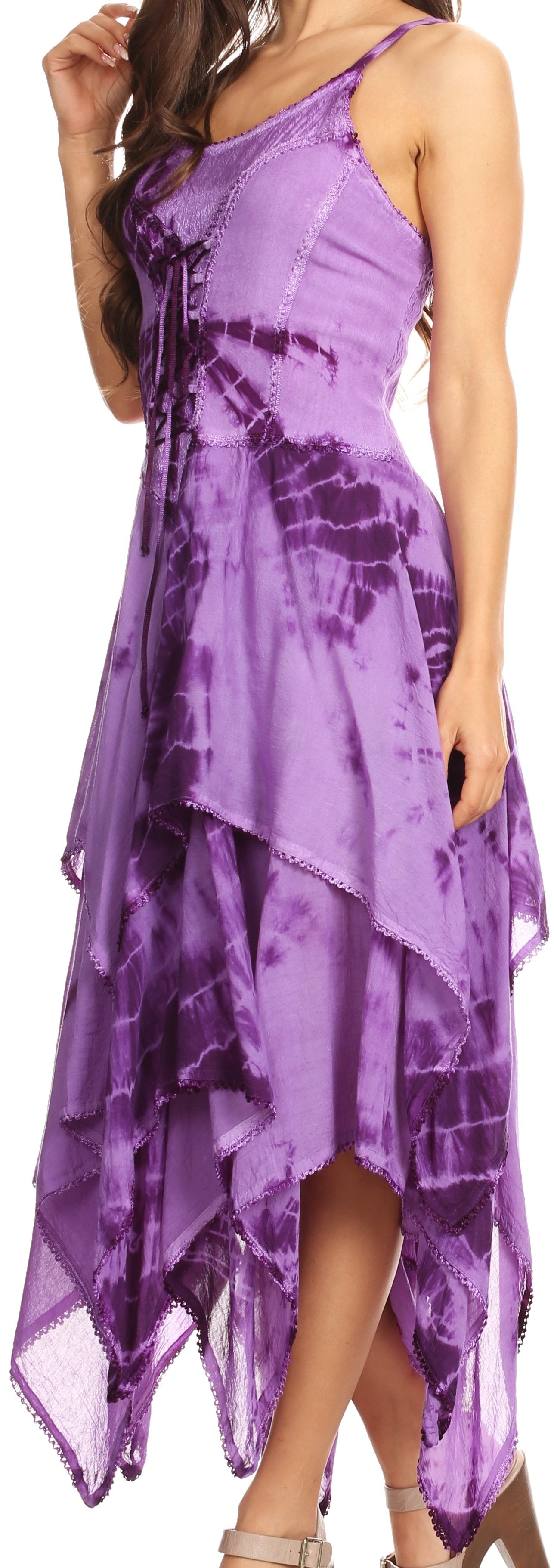 Sakkas - Annabella Corset Bodice Handkerchief Hem Dress