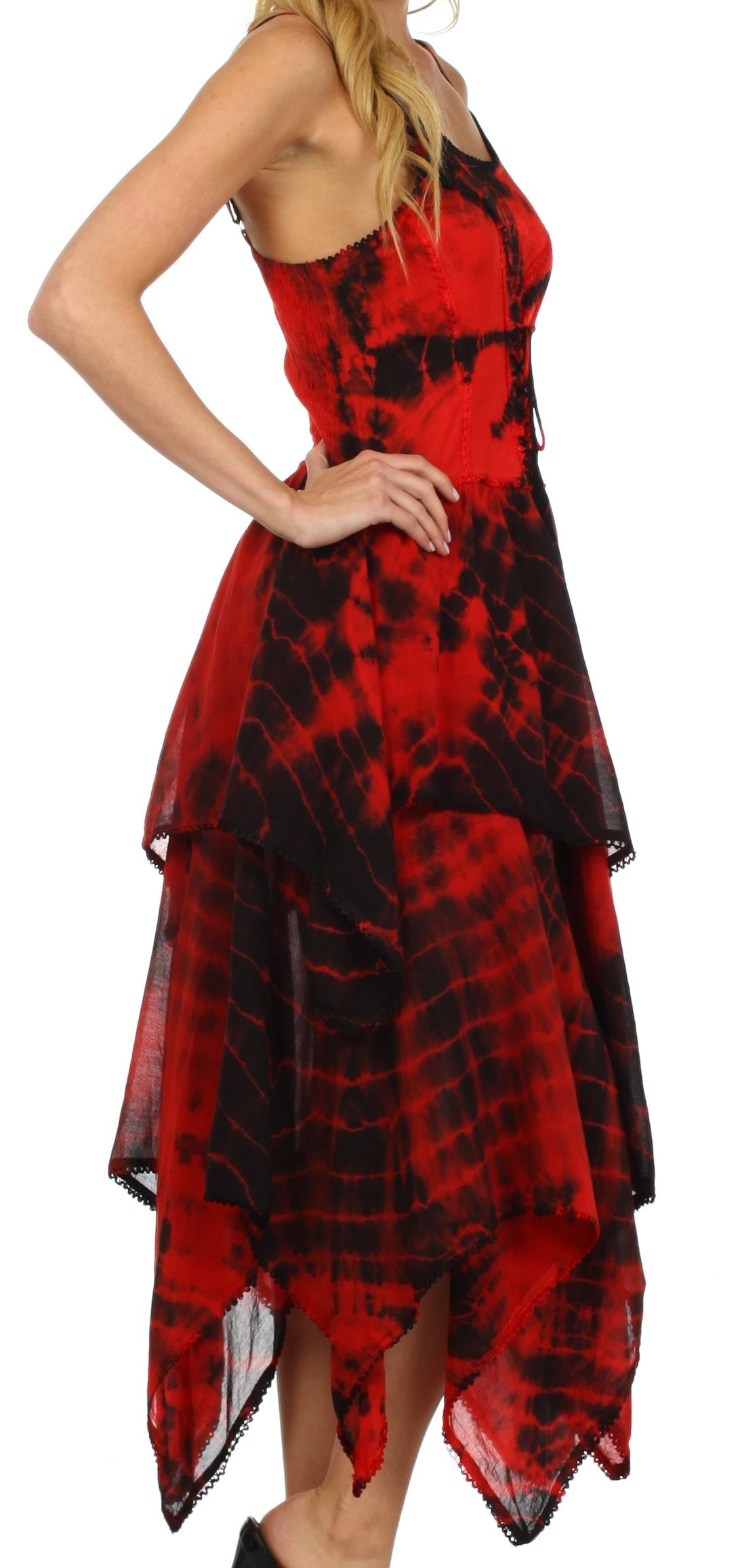 Sakkas - Annabella Corset Bodice Handkerchief Hem Dress