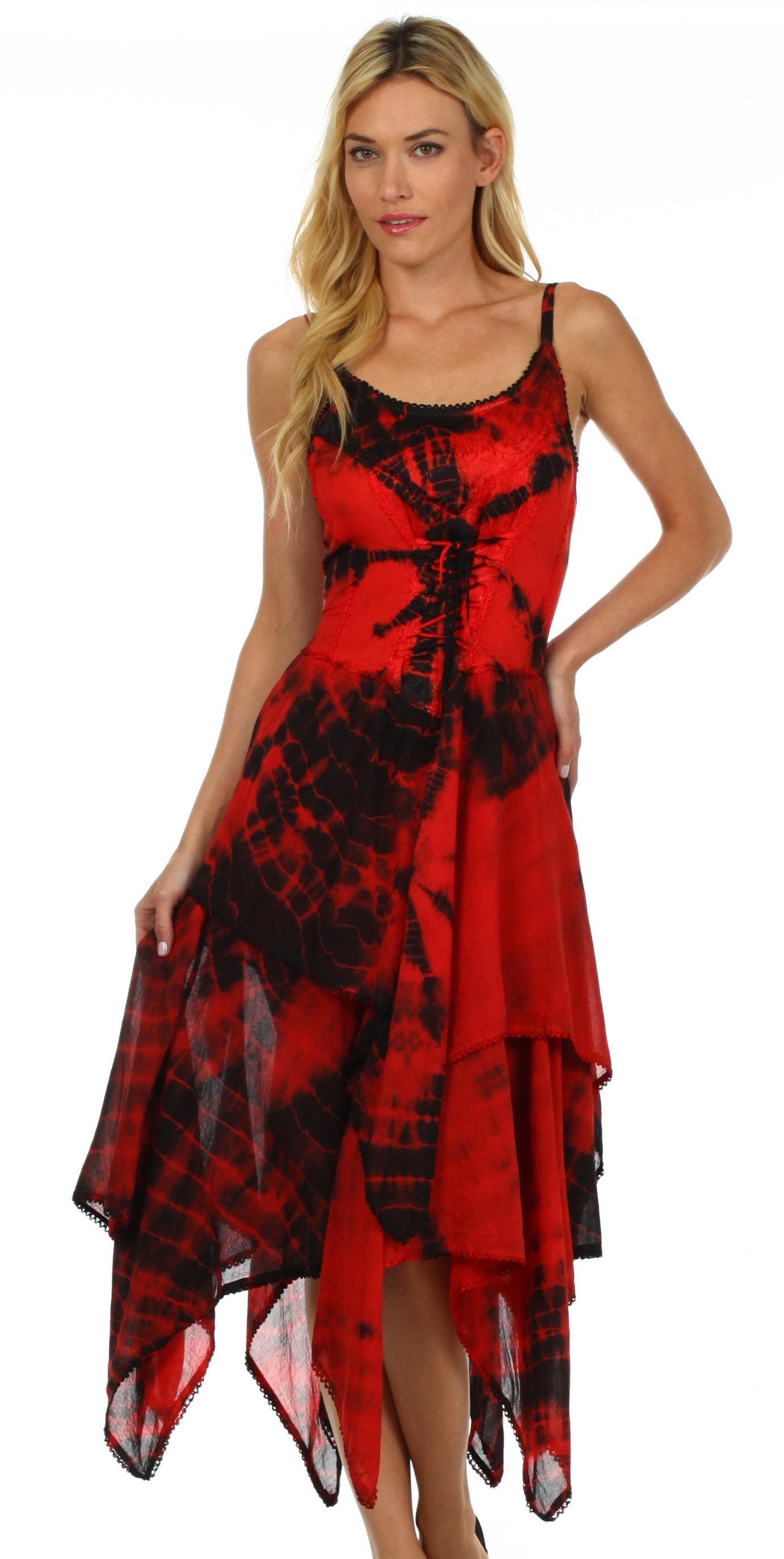 Sakkas - Annabella Corset Bodice Handkerchief Hem Dress