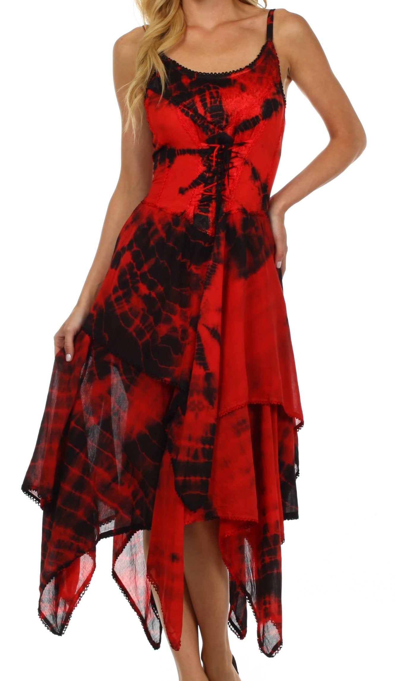 Sakkas - Annabella Corset Bodice Handkerchief Hem Dress