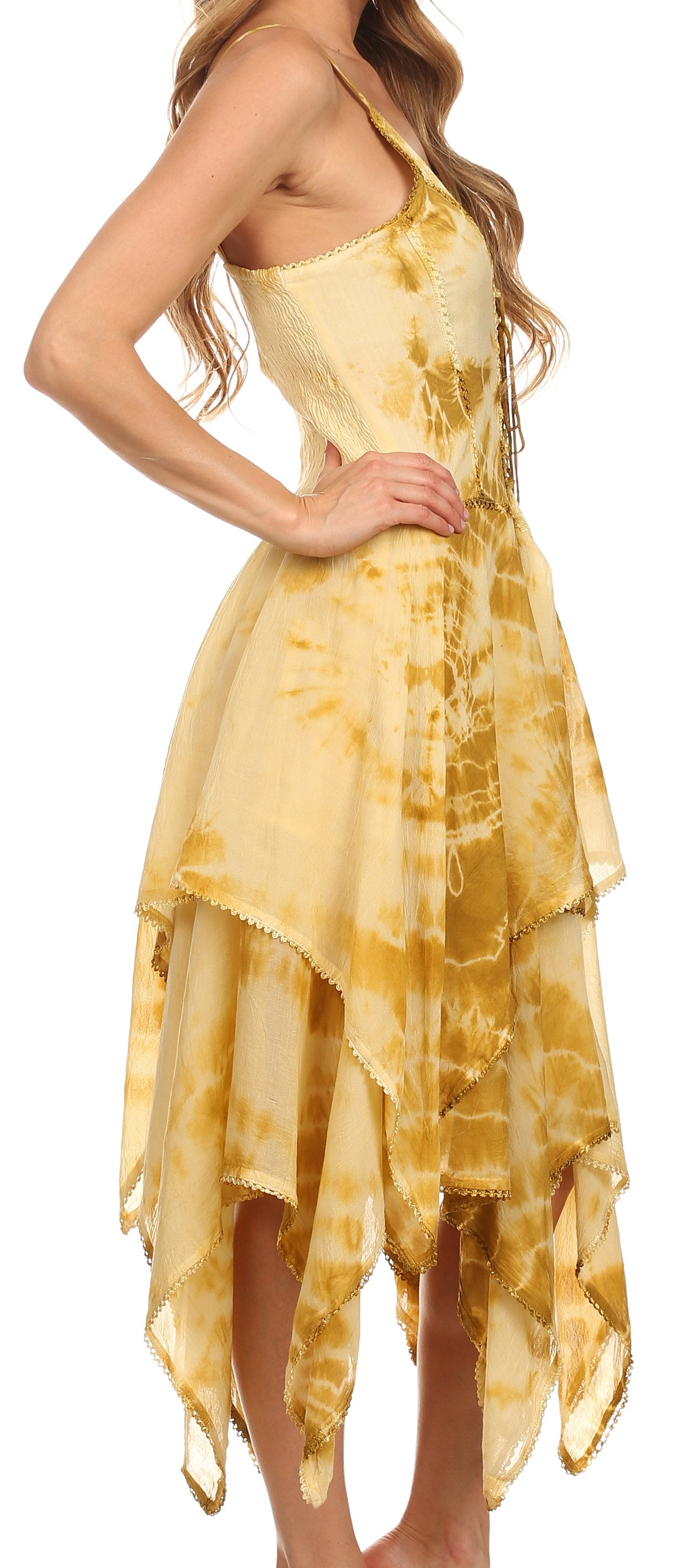 Sakkas - Annabella Corset Bodice Handkerchief Hem Dress