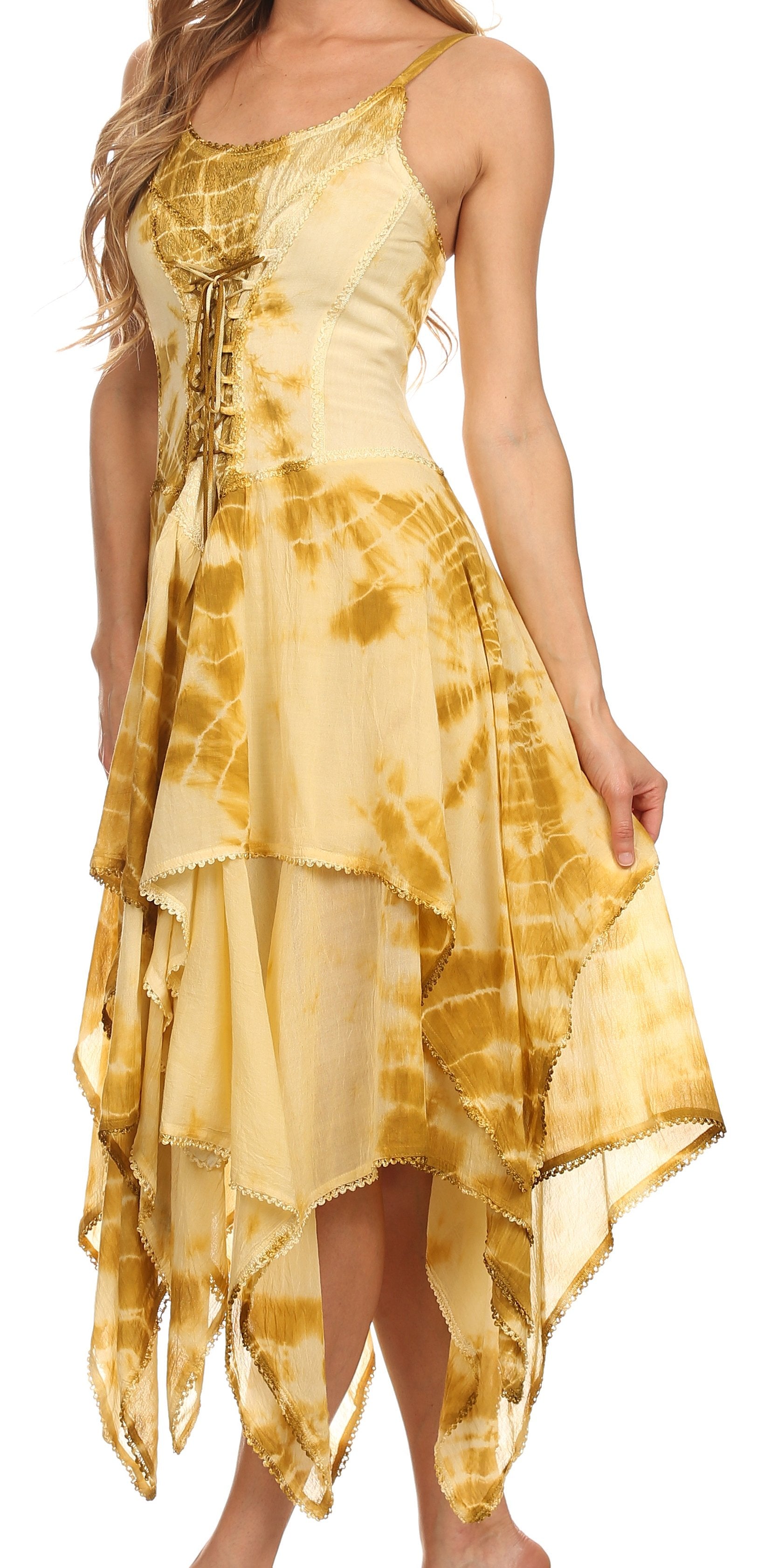 Sakkas - Annabella Corset Bodice Handkerchief Hem Dress