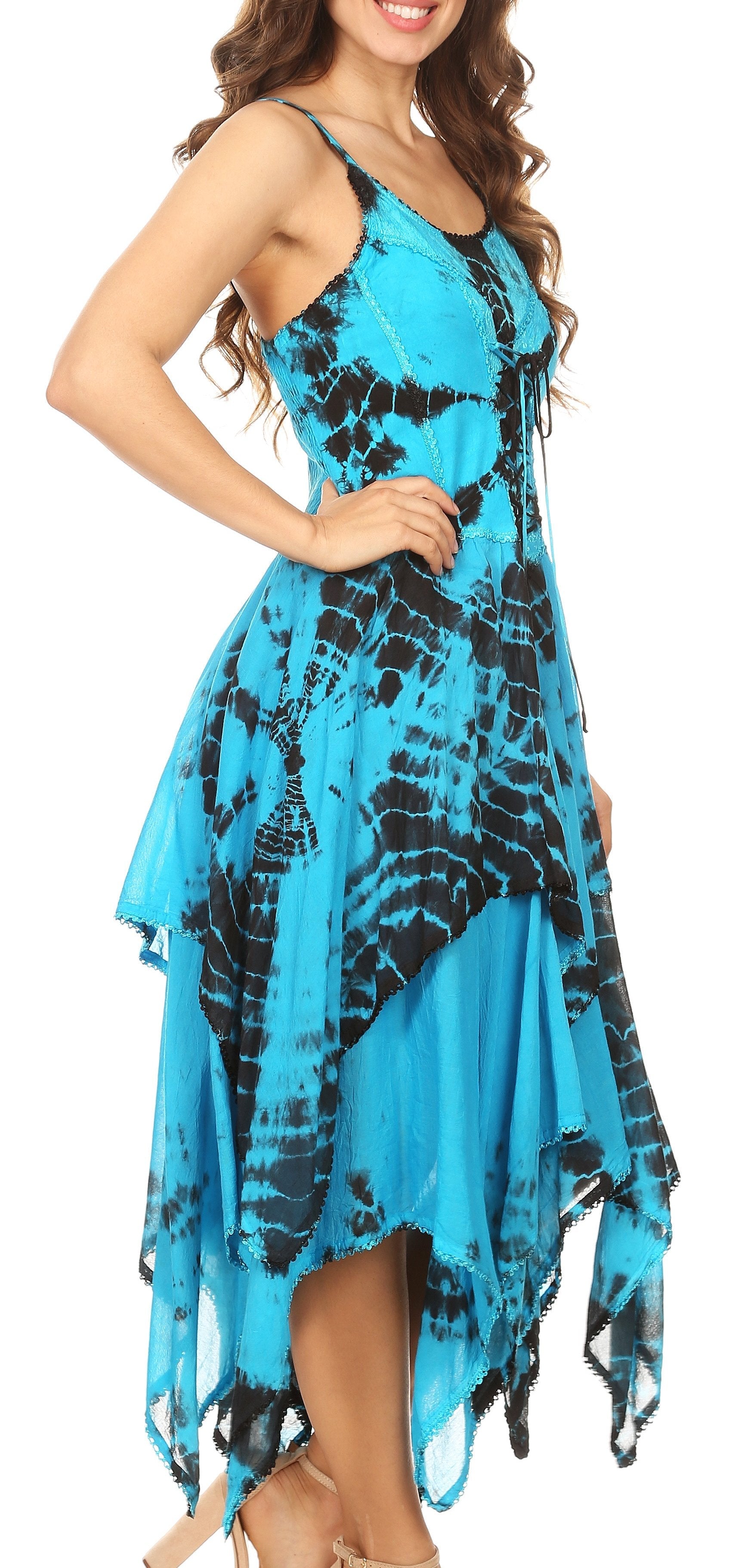 Sakkas - Annabella Corset Bodice Handkerchief Hem Dress