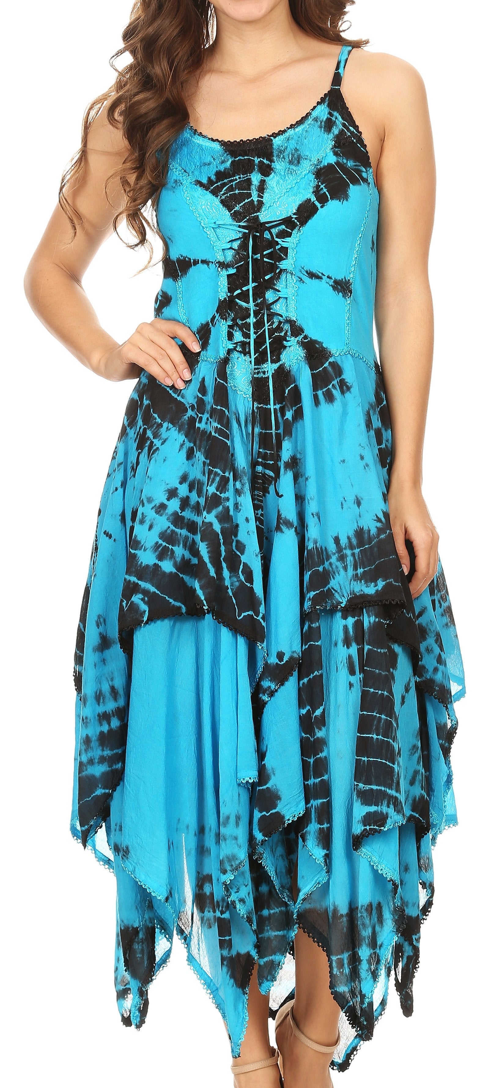 Sakkas - Annabella Corset Bodice Handkerchief Hem Dress