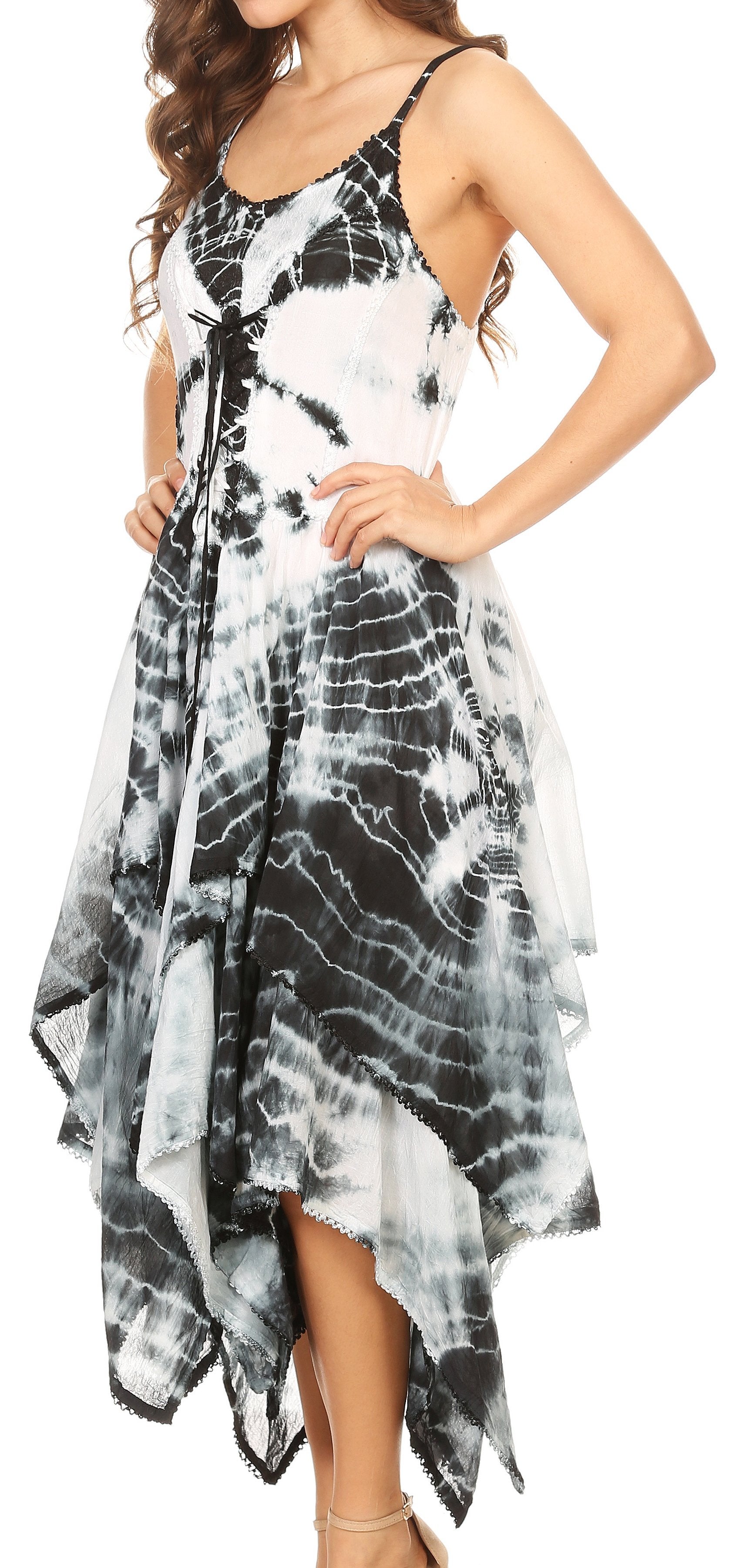 Sakkas - Annabella Corset Bodice Handkerchief Hem Dress