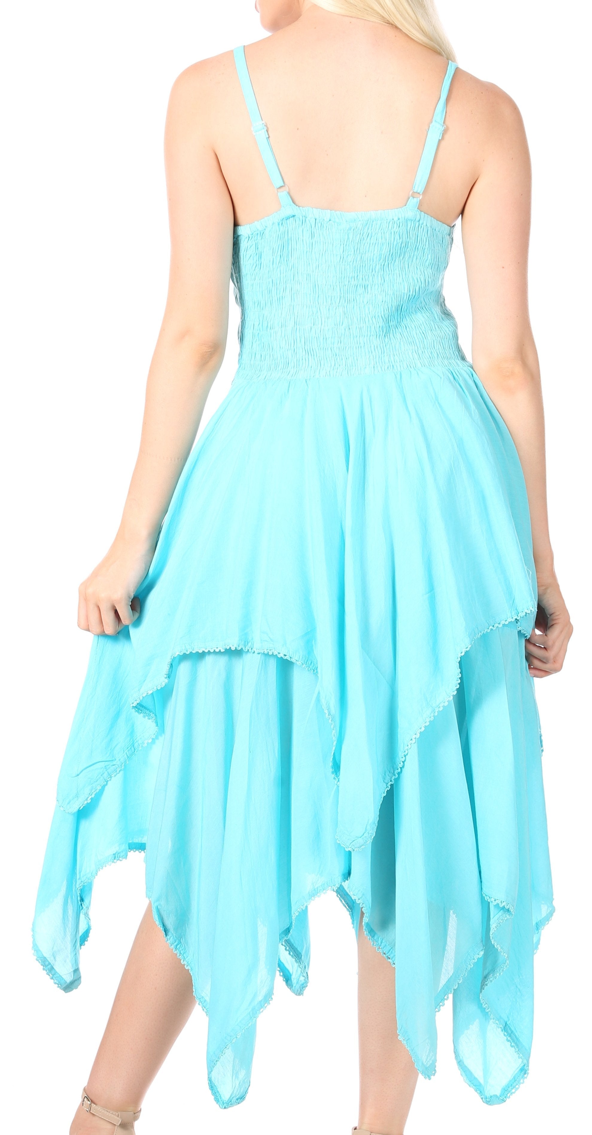 Sakkas - Lady Mary Jacquard Corset Style Bodice Lightweight Handkerchief Hem Dress