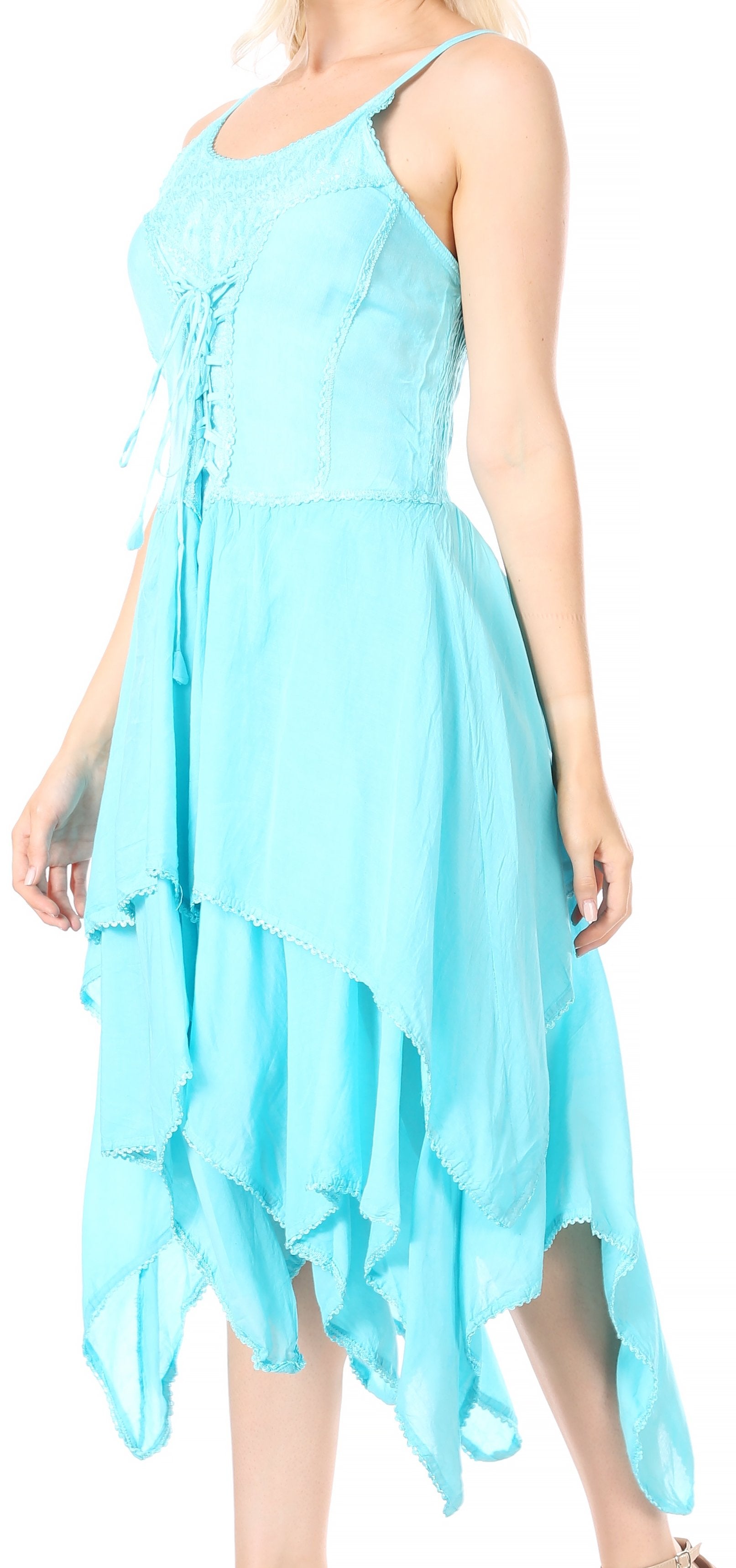 Sakkas - Lady Mary Jacquard Corset Style Bodice Lightweight Handkerchief Hem Dress
