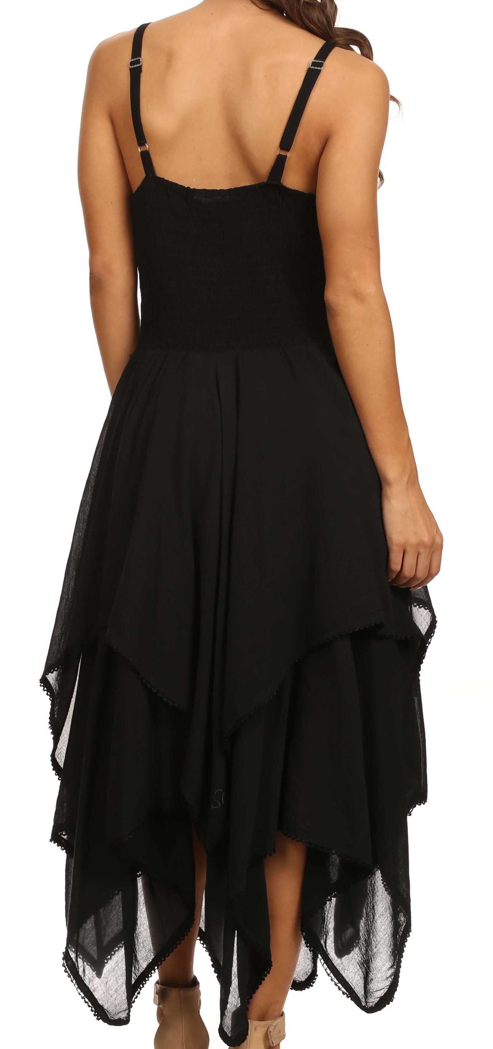 Sakkas - Lady Mary Jacquard Corset Style Bodice Lightweight Handkerchief Hem Dress