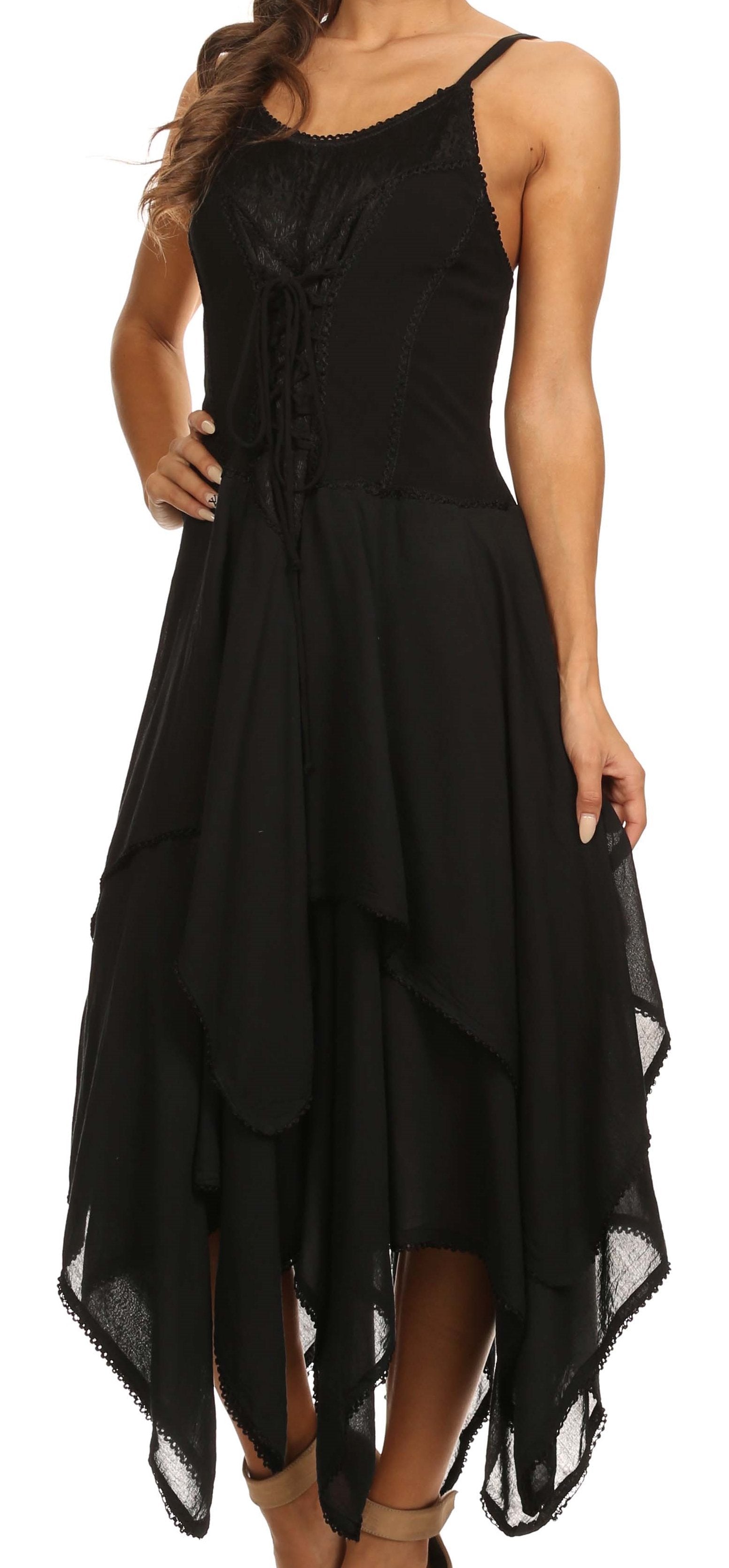 Sakkas - Lady Mary Jacquard Corset Style Bodice Lightweight Handkerchief Hem Dress