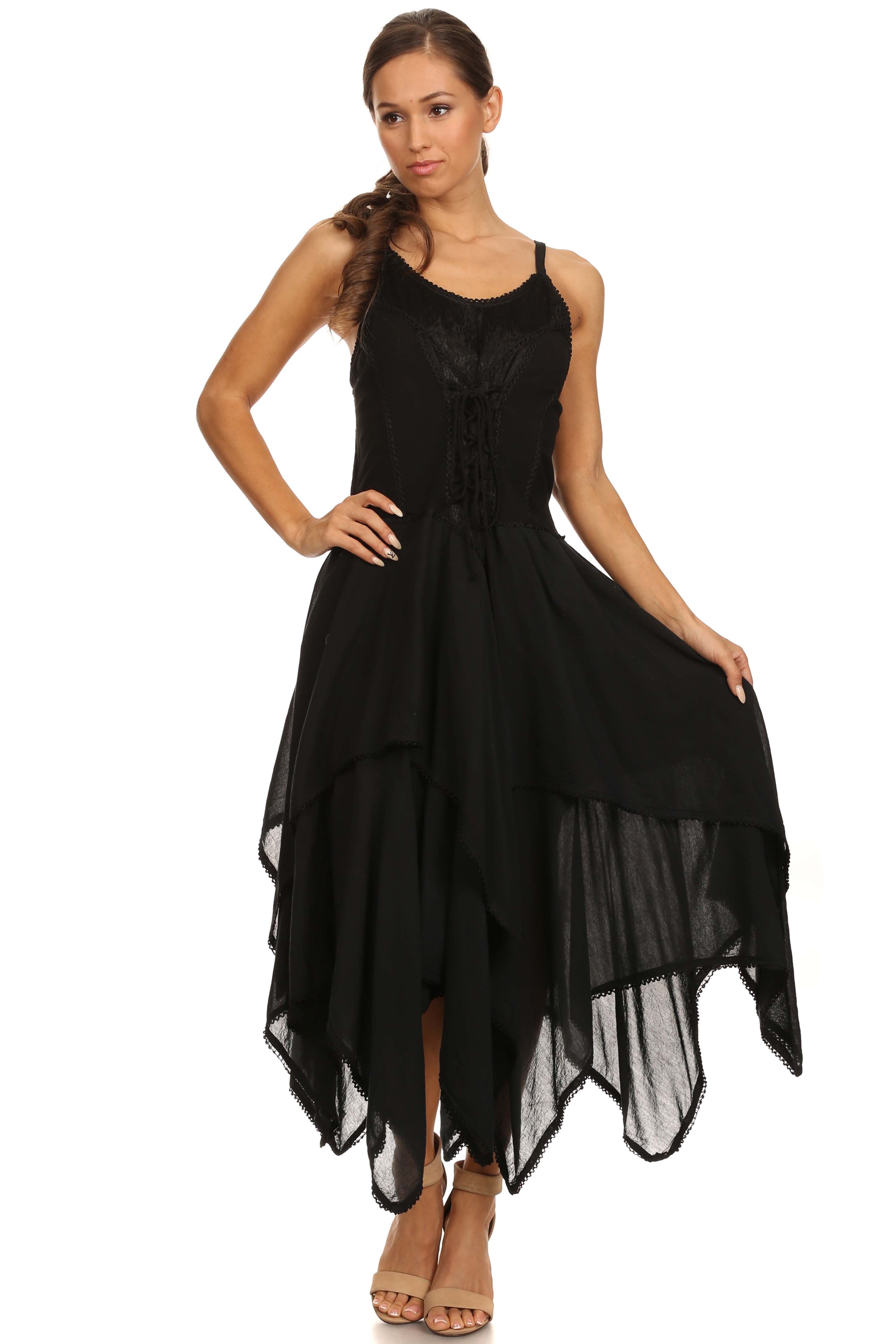 Sakkas - Lady Mary Jacquard Corset Style Bodice Lightweight Handkerchief Hem Dress
