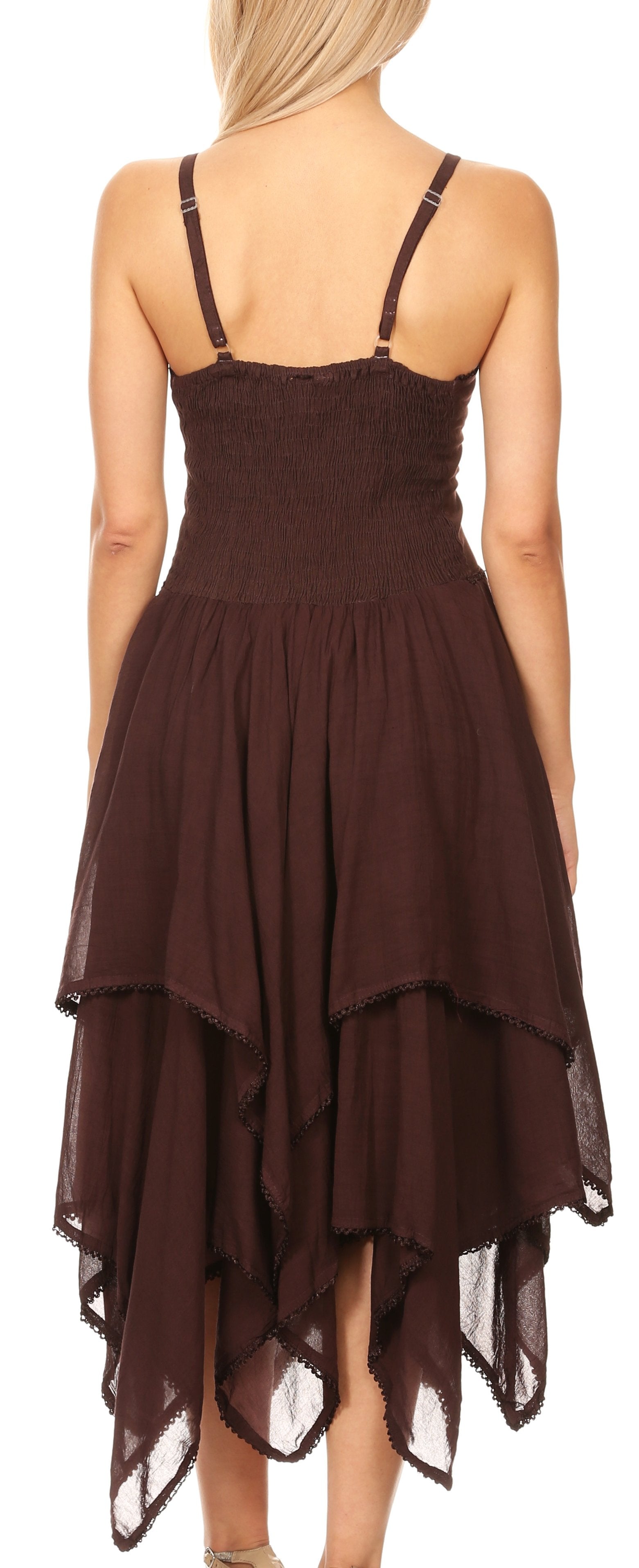 Sakkas - Lady Mary Jacquard Corset Style Bodice Lightweight Handkerchief Hem Dress