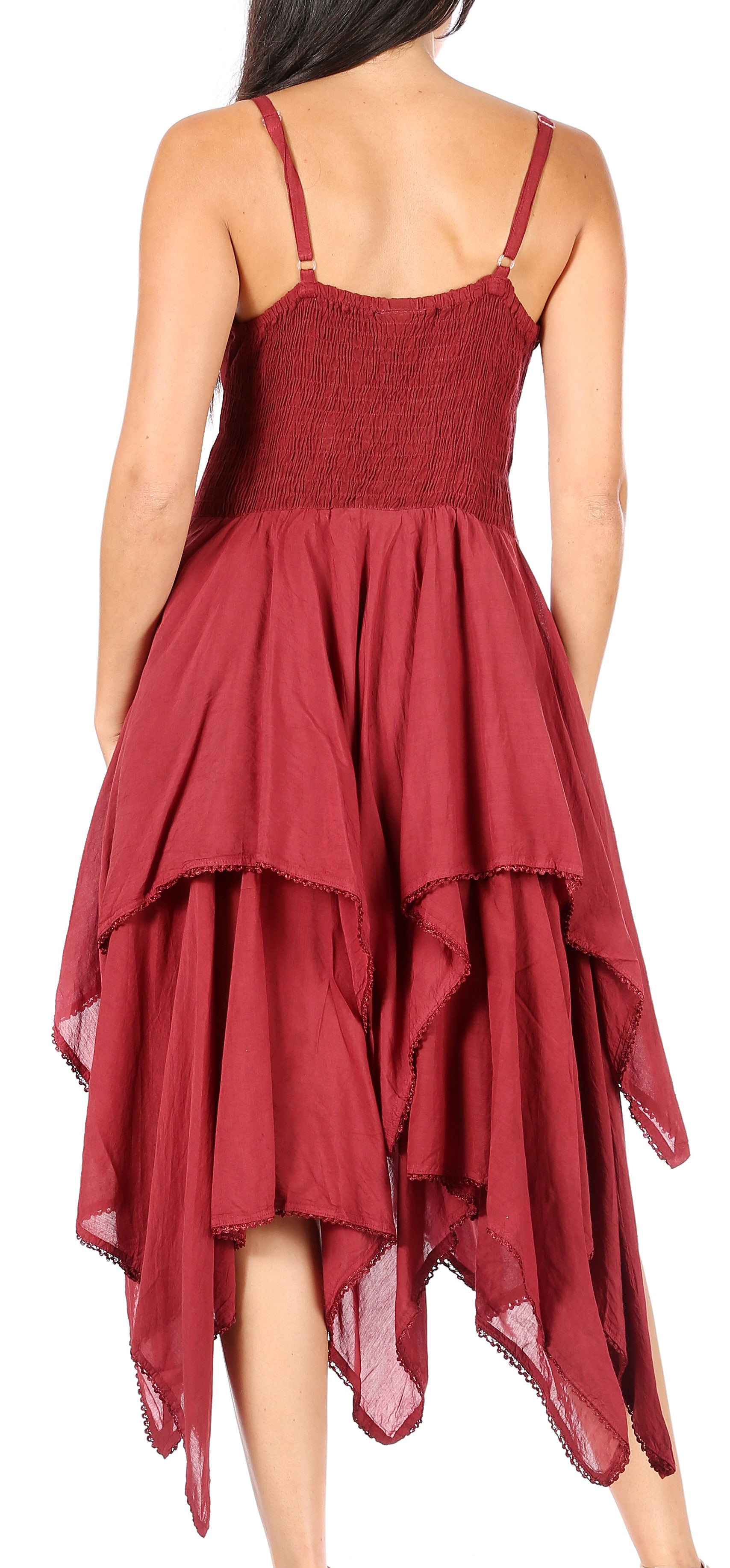 Sakkas - Lady Mary Jacquard Corset Style Bodice Lightweight Handkerchief Hem Dress