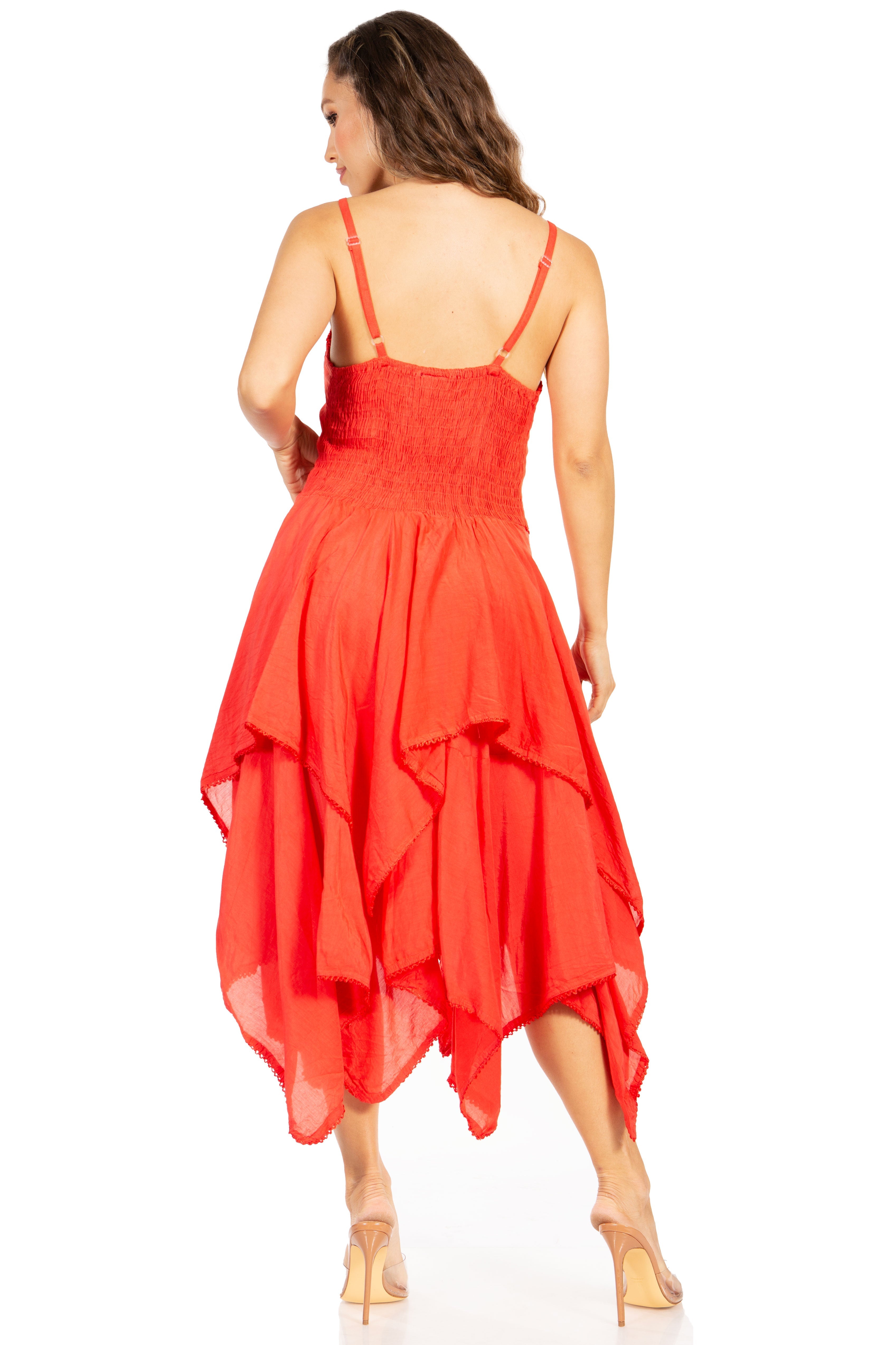 Sakkas - Lady Mary Jacquard Corset Style Bodice Lightweight Handkerchief Hem Dress