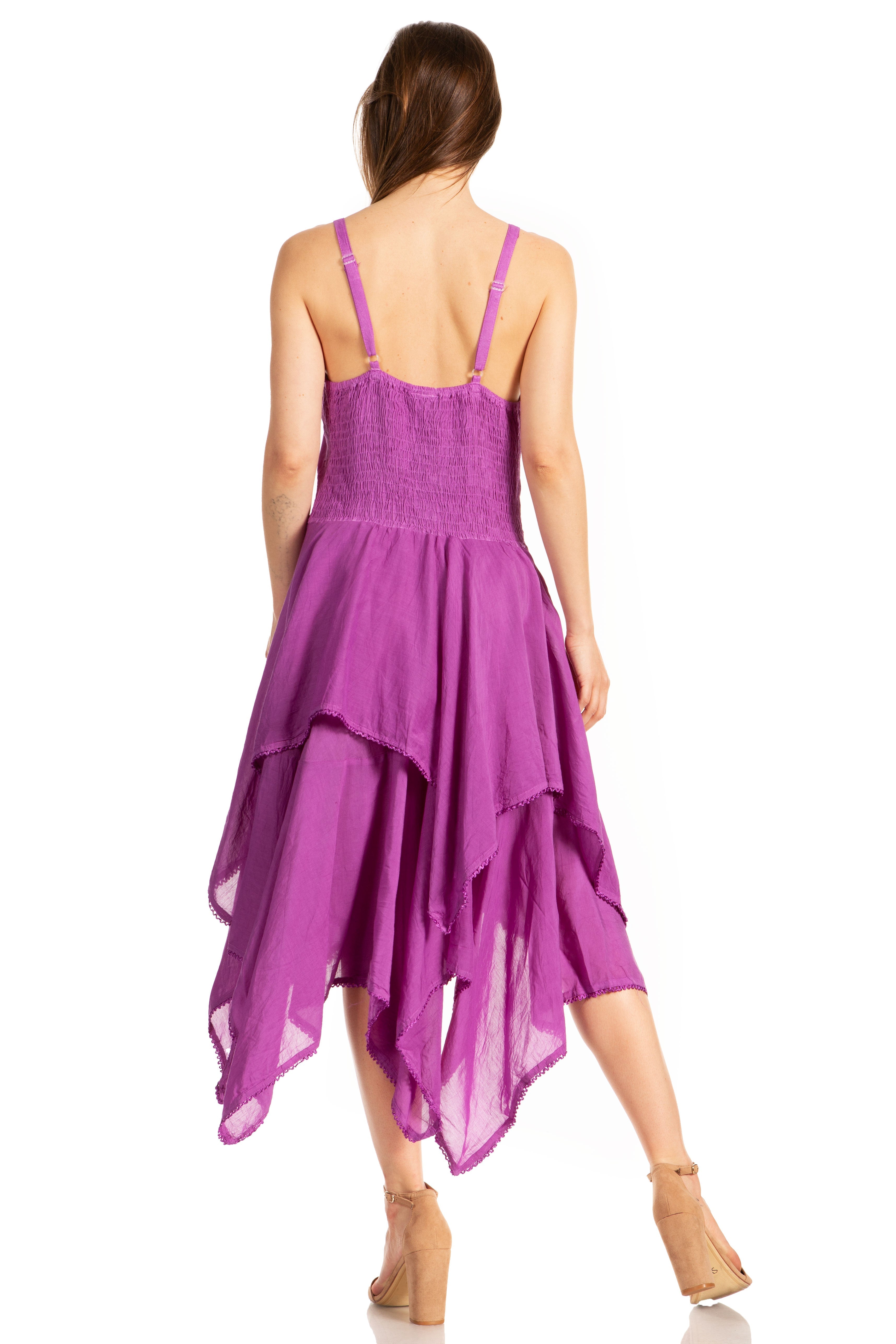 Sakkas - Lady Mary Jacquard Corset Style Bodice Lightweight Handkerchief Hem Dress