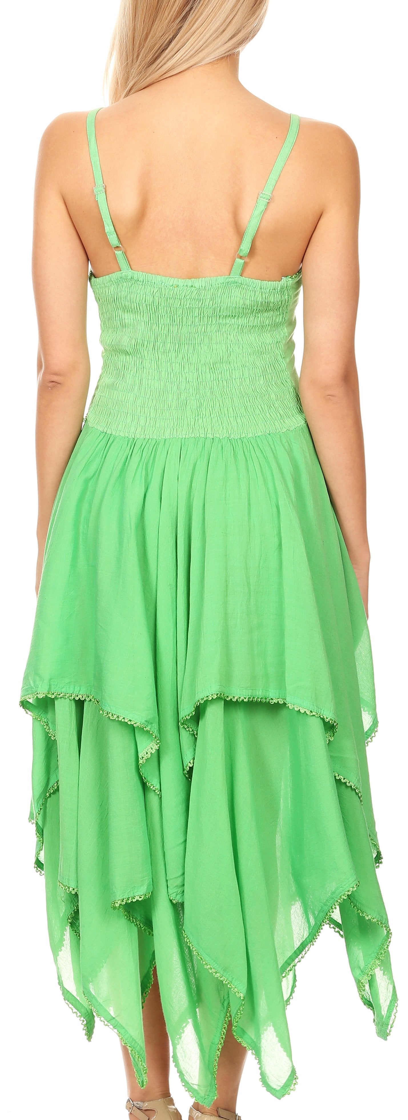 Sakkas - Lady Mary Jacquard Corset Style Bodice Lightweight Handkerchief Hem Dress
