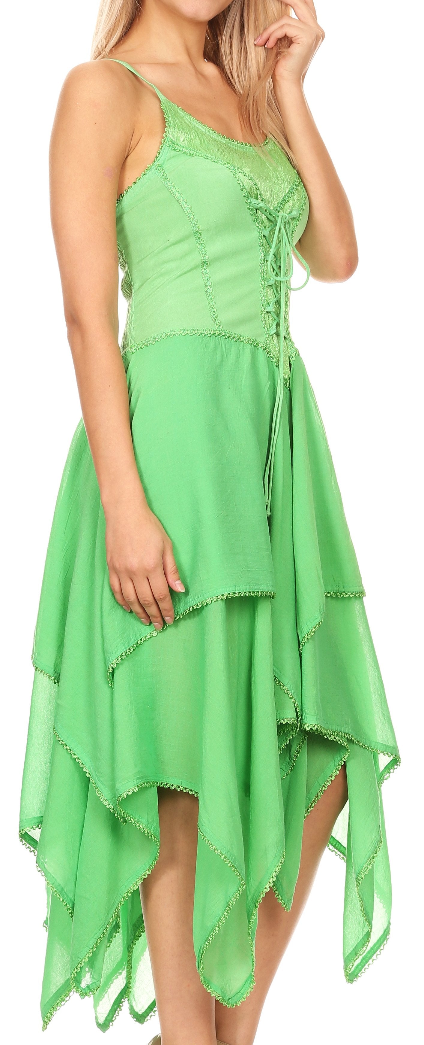 Sakkas - Lady Mary Jacquard Corset Style Bodice Lightweight Handkerchief Hem Dress