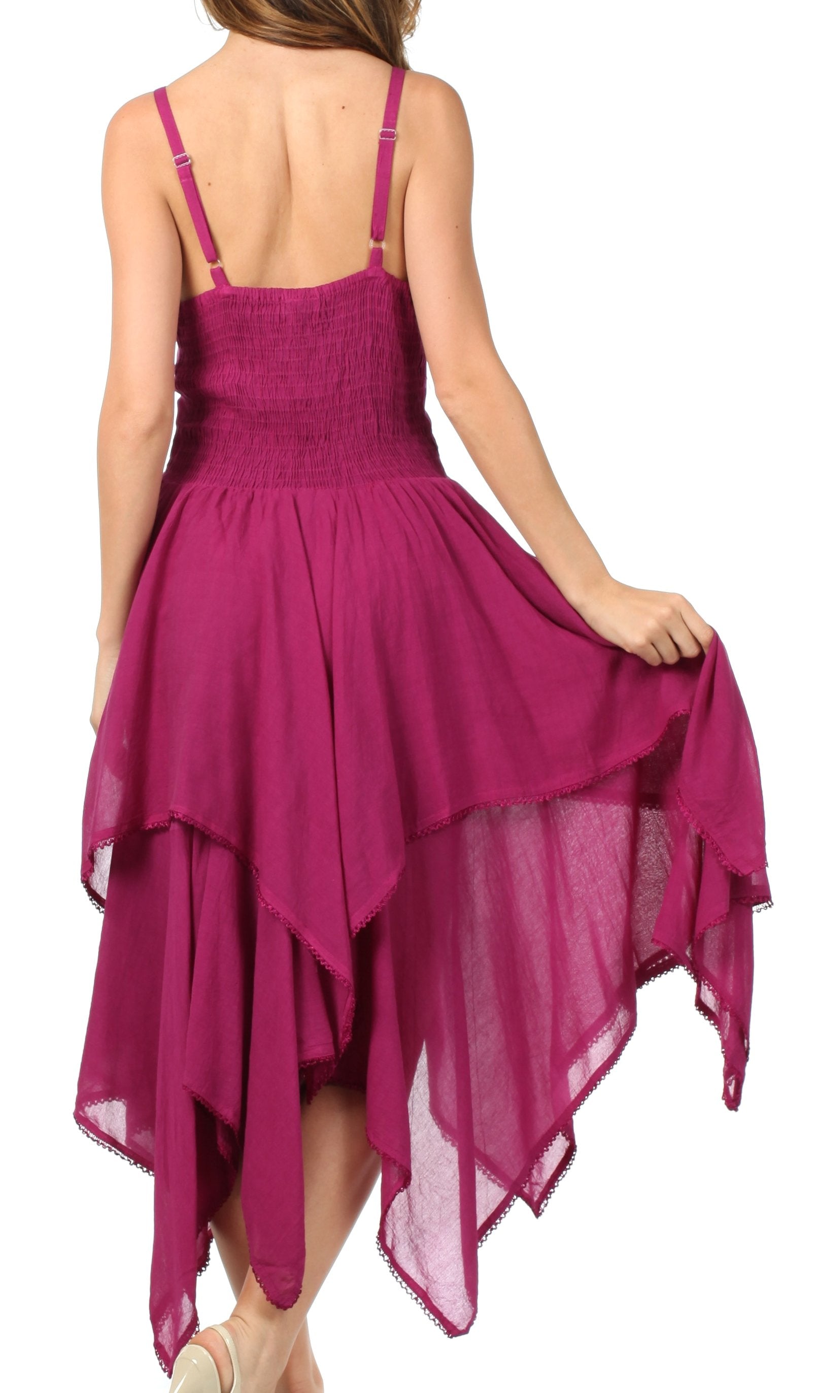Sakkas - Lady Mary Jacquard Corset Style Bodice Lightweight Handkerchief Hem Dress
