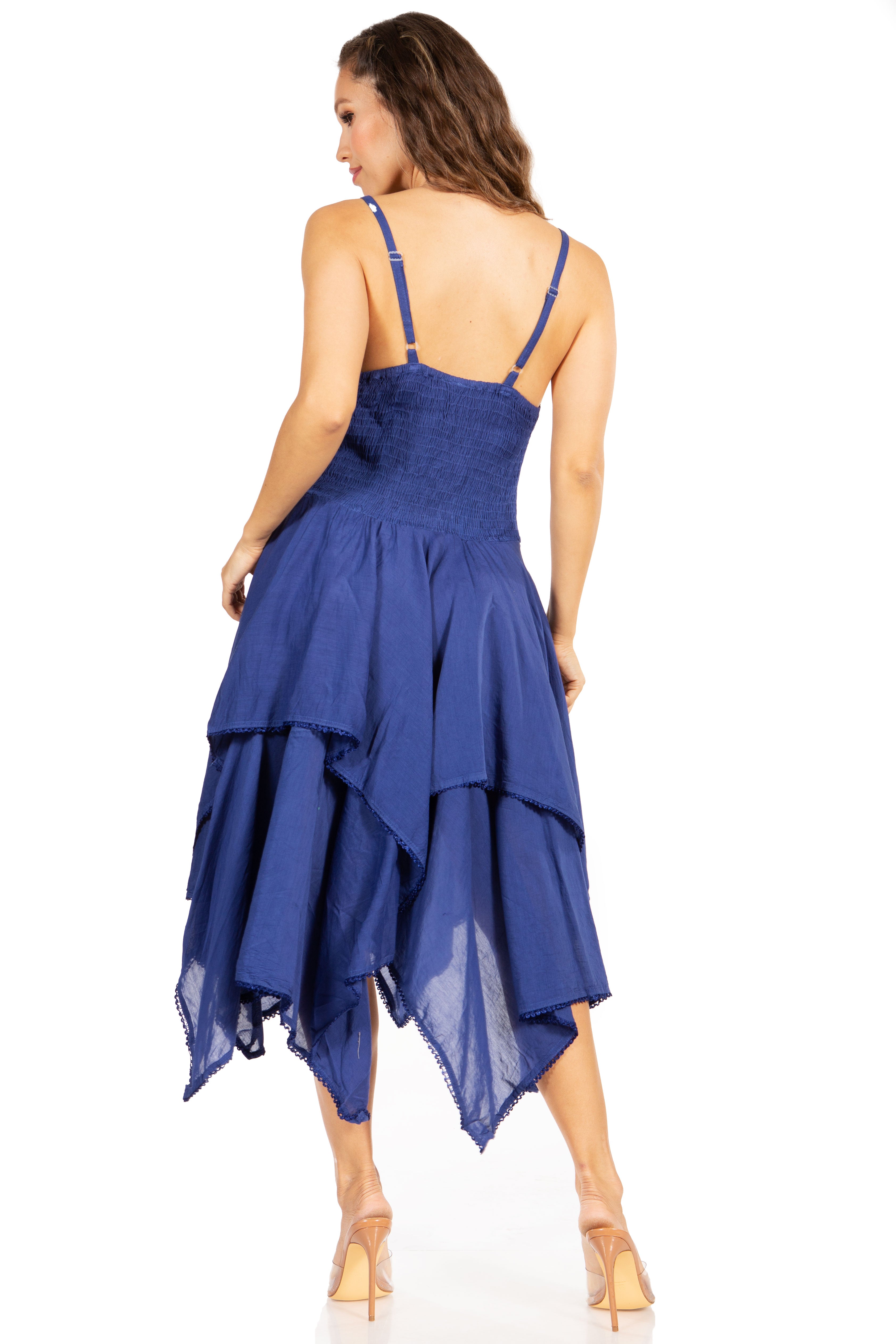 Sakkas - Lady Mary Jacquard Corset Style Bodice Lightweight Handkerchief Hem Dress
