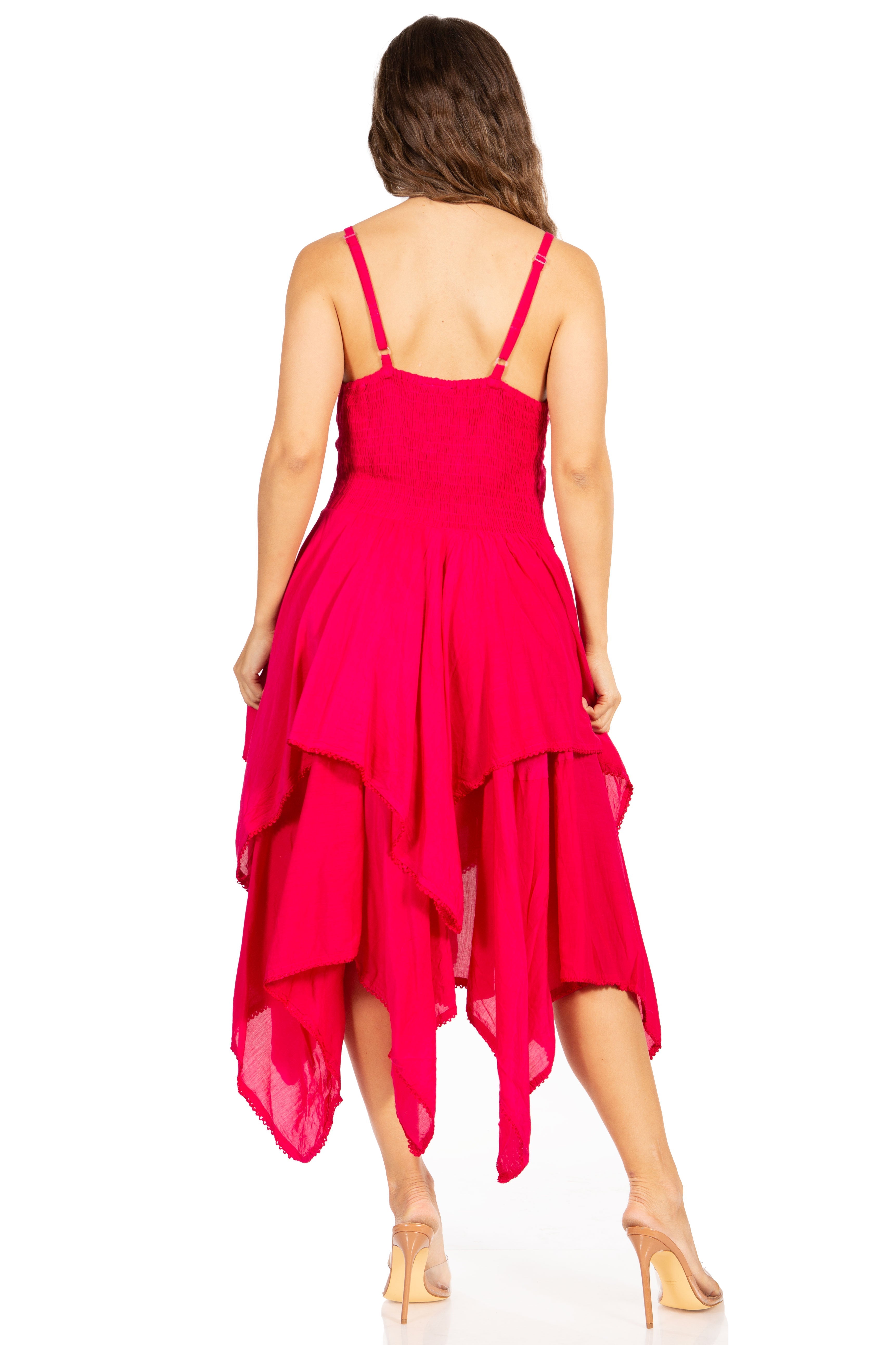 Sakkas - Lady Mary Jacquard Corset Style Bodice Lightweight Handkerchief Hem Dress