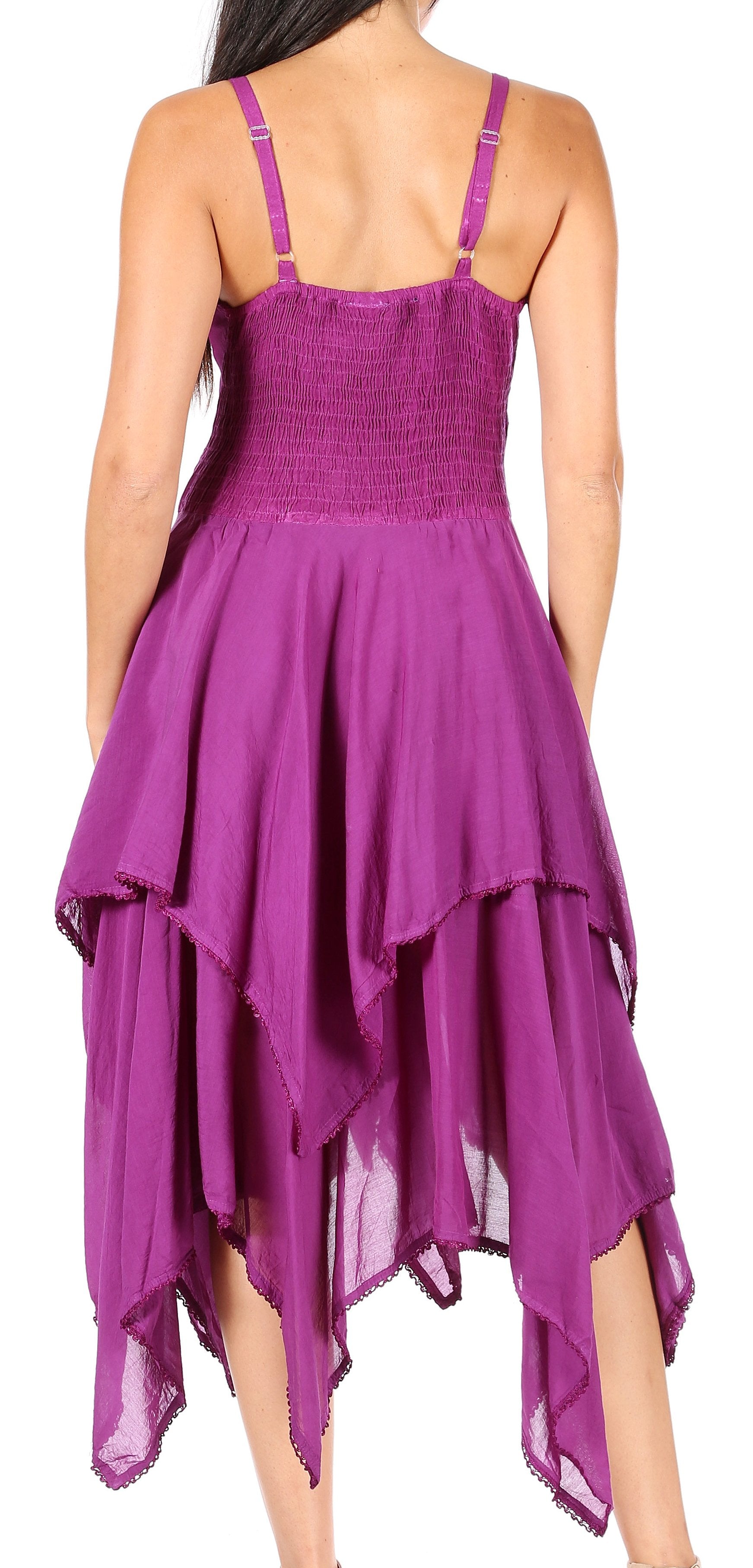 Sakkas - Lady Mary Jacquard Corset Style Bodice Lightweight Handkerchief Hem Dress