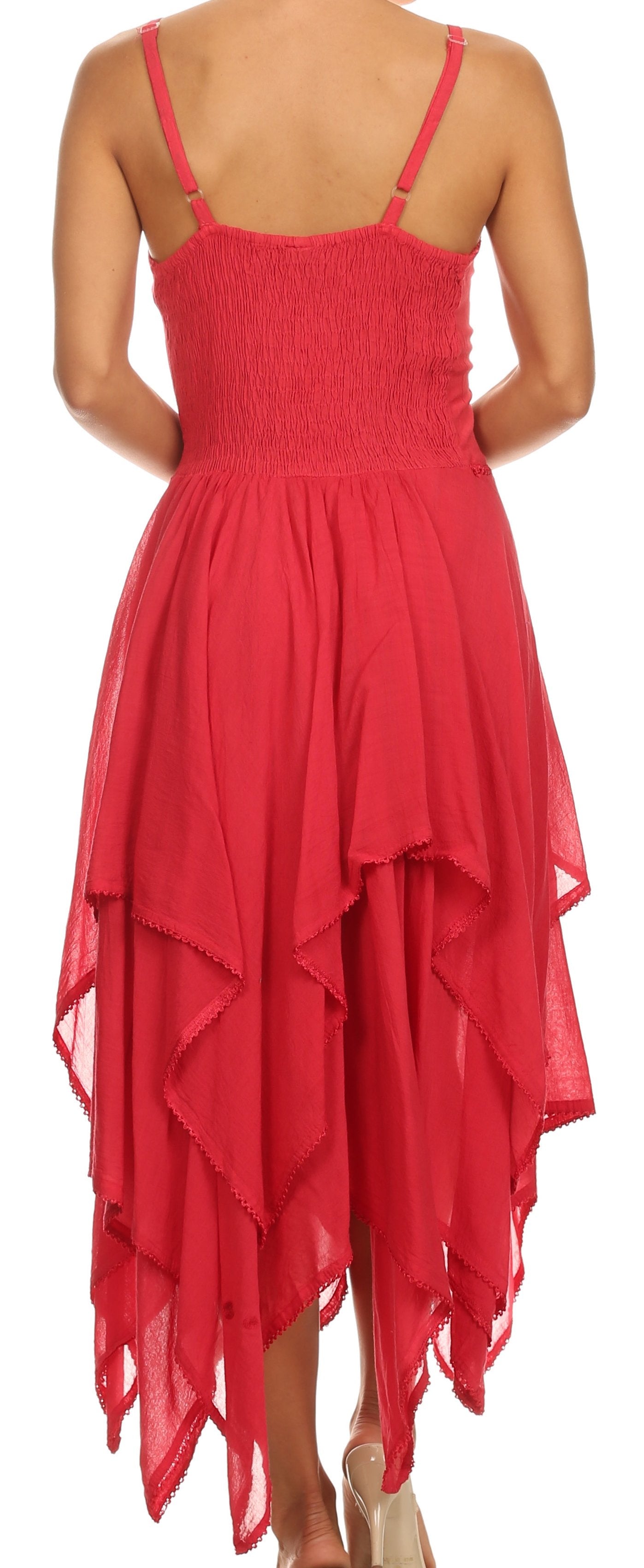 Sakkas - Lady Mary Jacquard Corset Style Bodice Lightweight Handkerchief Hem Dress
