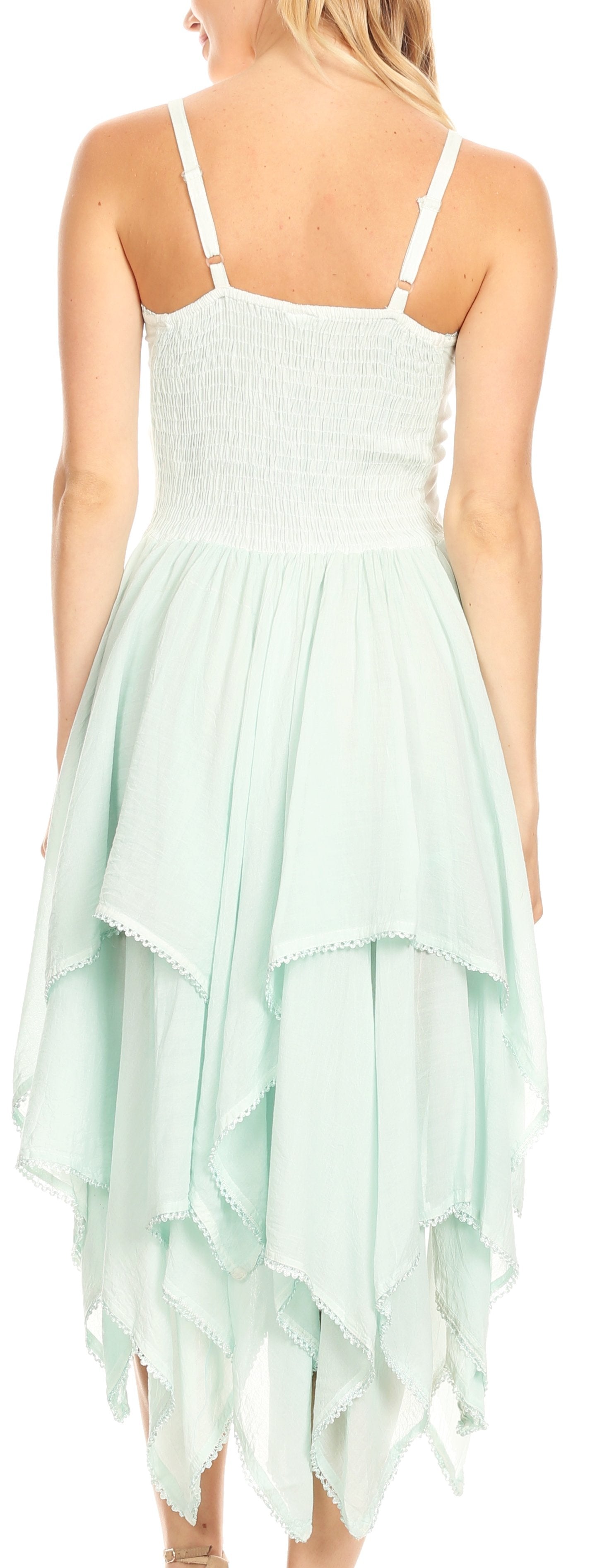 Sakkas - Lady Mary Jacquard Corset Style Bodice Lightweight Handkerchief Hem Dress