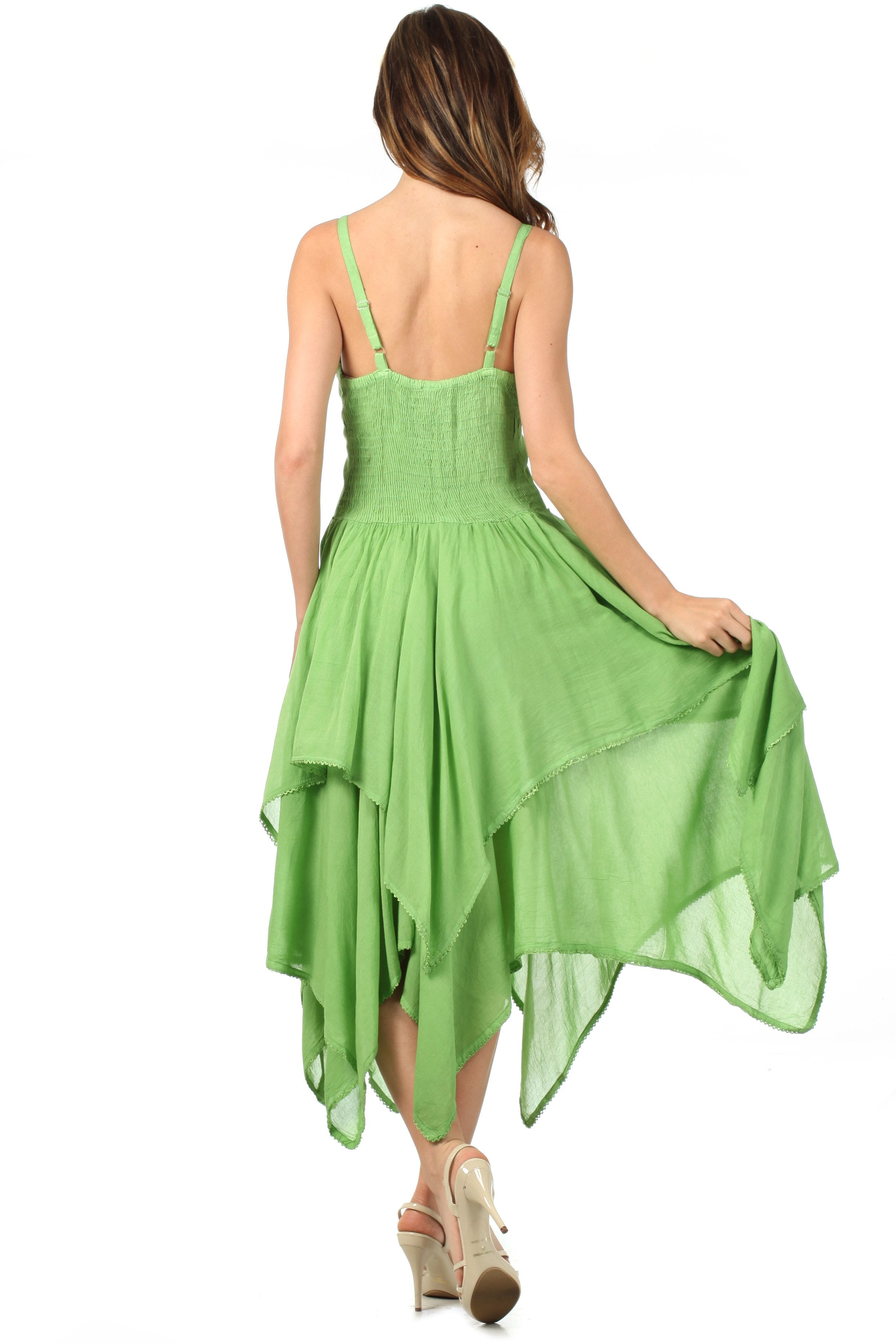 Sakkas - Lady Mary Jacquard Corset Style Bodice Lightweight Handkerchief Hem Dress