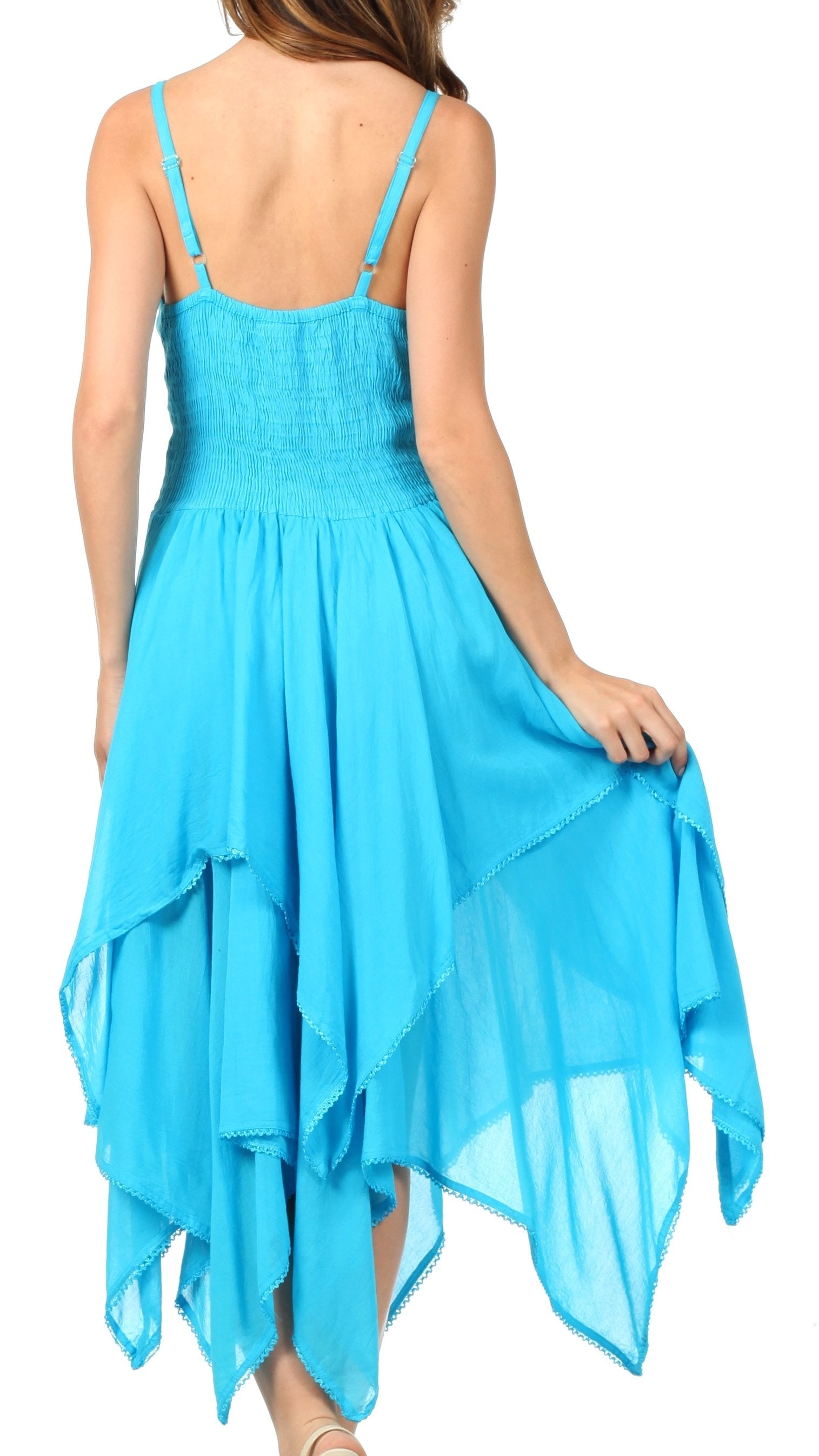 Sakkas - Lady Mary Jacquard Corset Style Bodice Lightweight Handkerchief Hem Dress