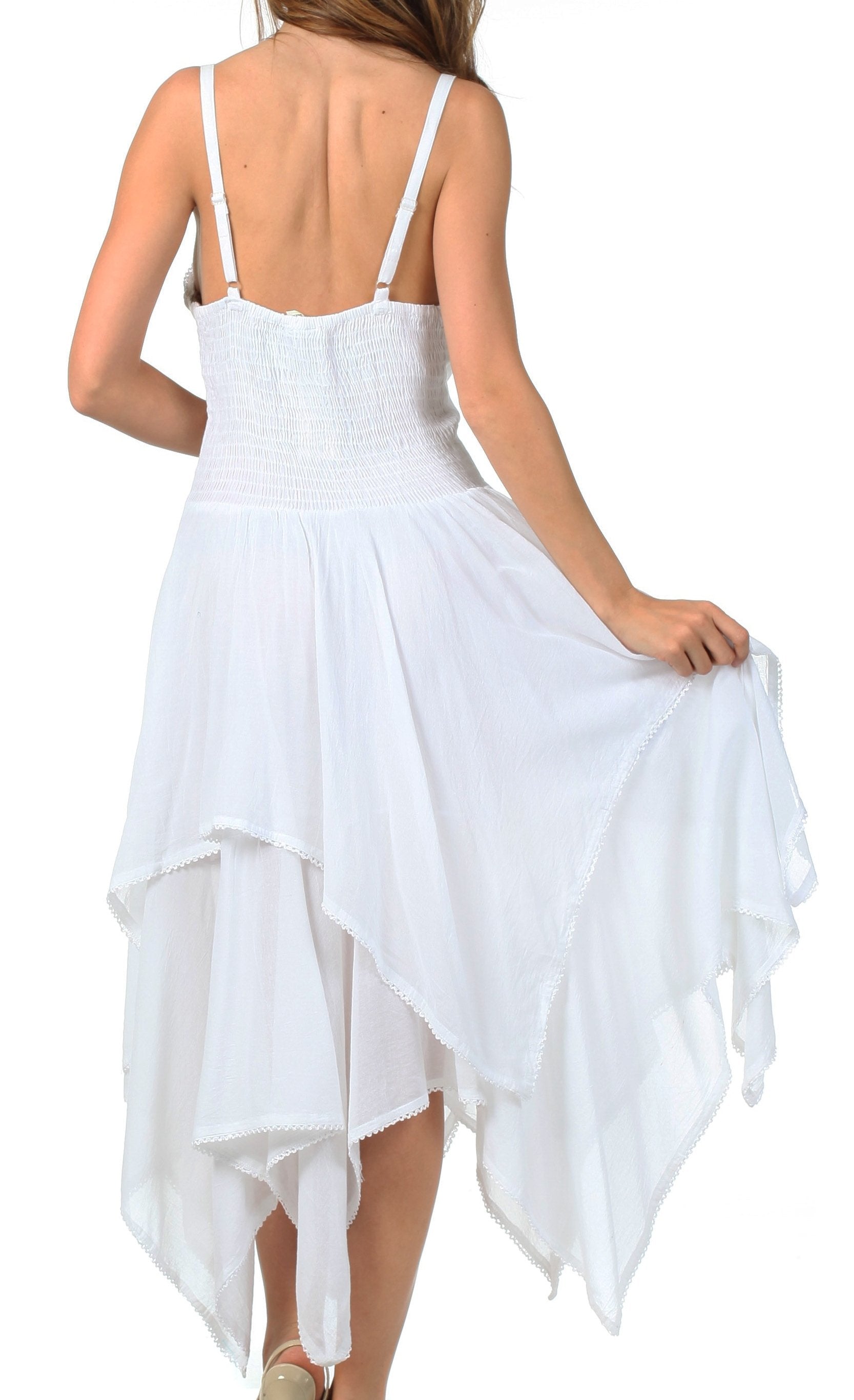 Sakkas - Lady Mary Jacquard Corset Style Bodice Lightweight Handkerchief Hem Dress