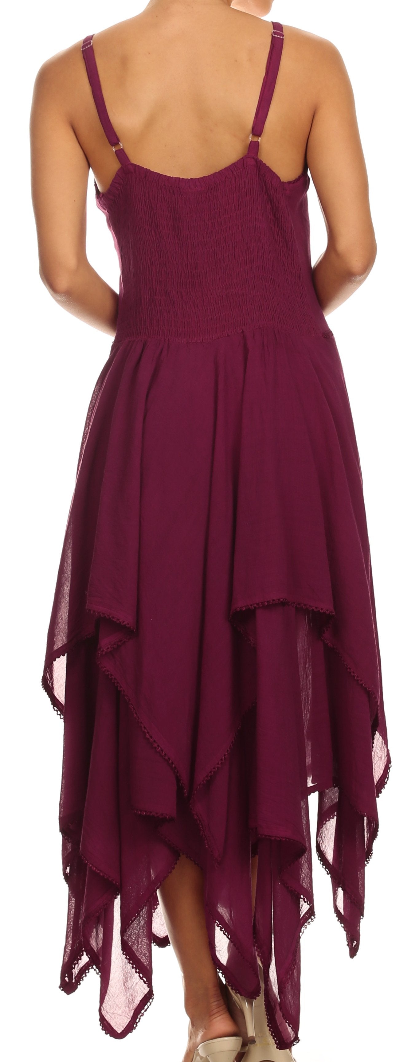 Sakkas - Lady Mary Jacquard Corset Style Bodice Lightweight Handkerchief Hem Dress