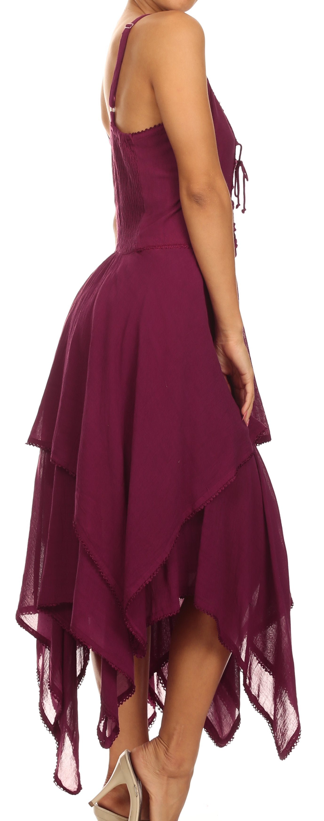 Sakkas - Lady Mary Jacquard Corset Style Bodice Lightweight Handkerchief Hem Dress