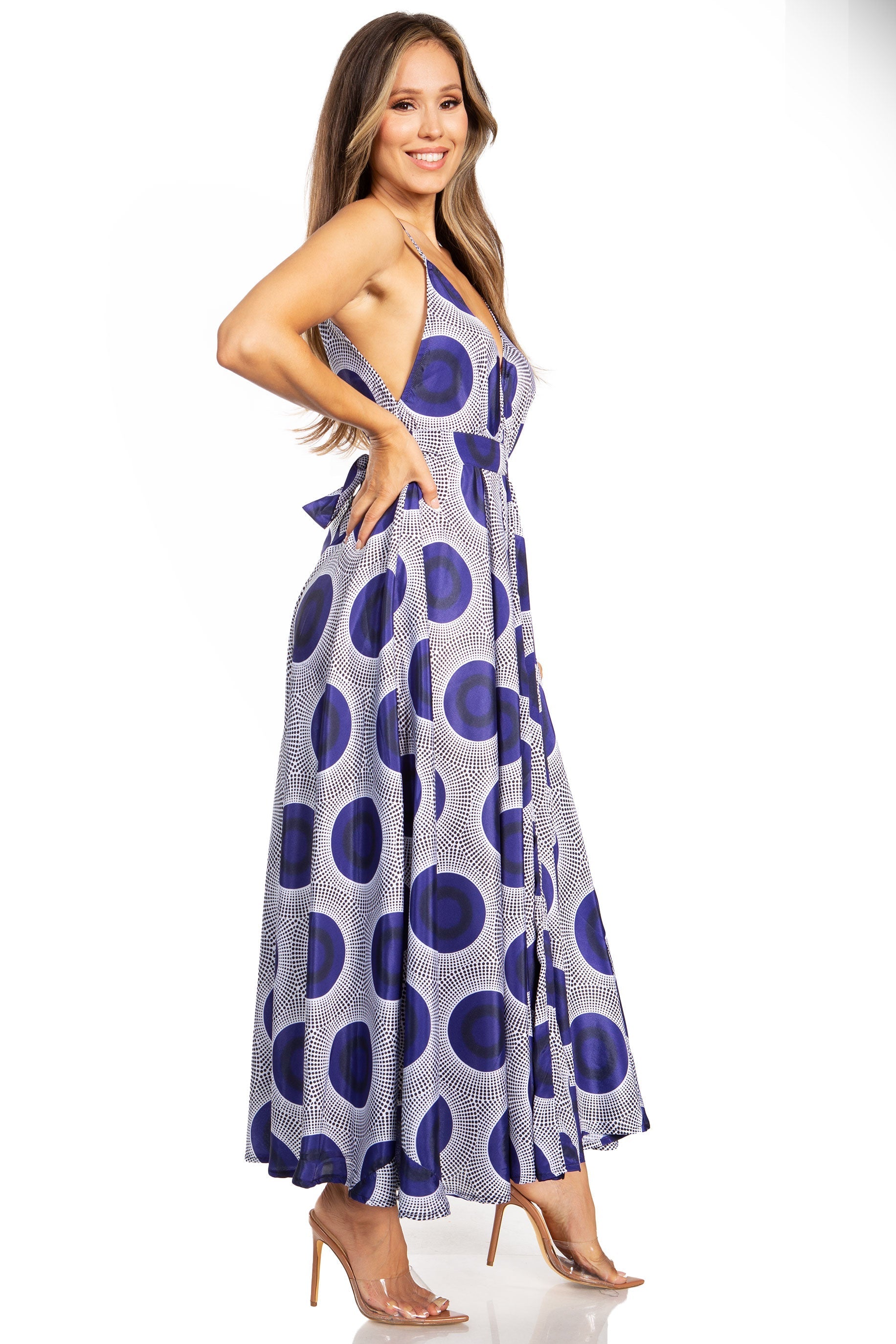 Sakkas - Niza Maxi Sleeveless Floral V-neck Loose Long Dress