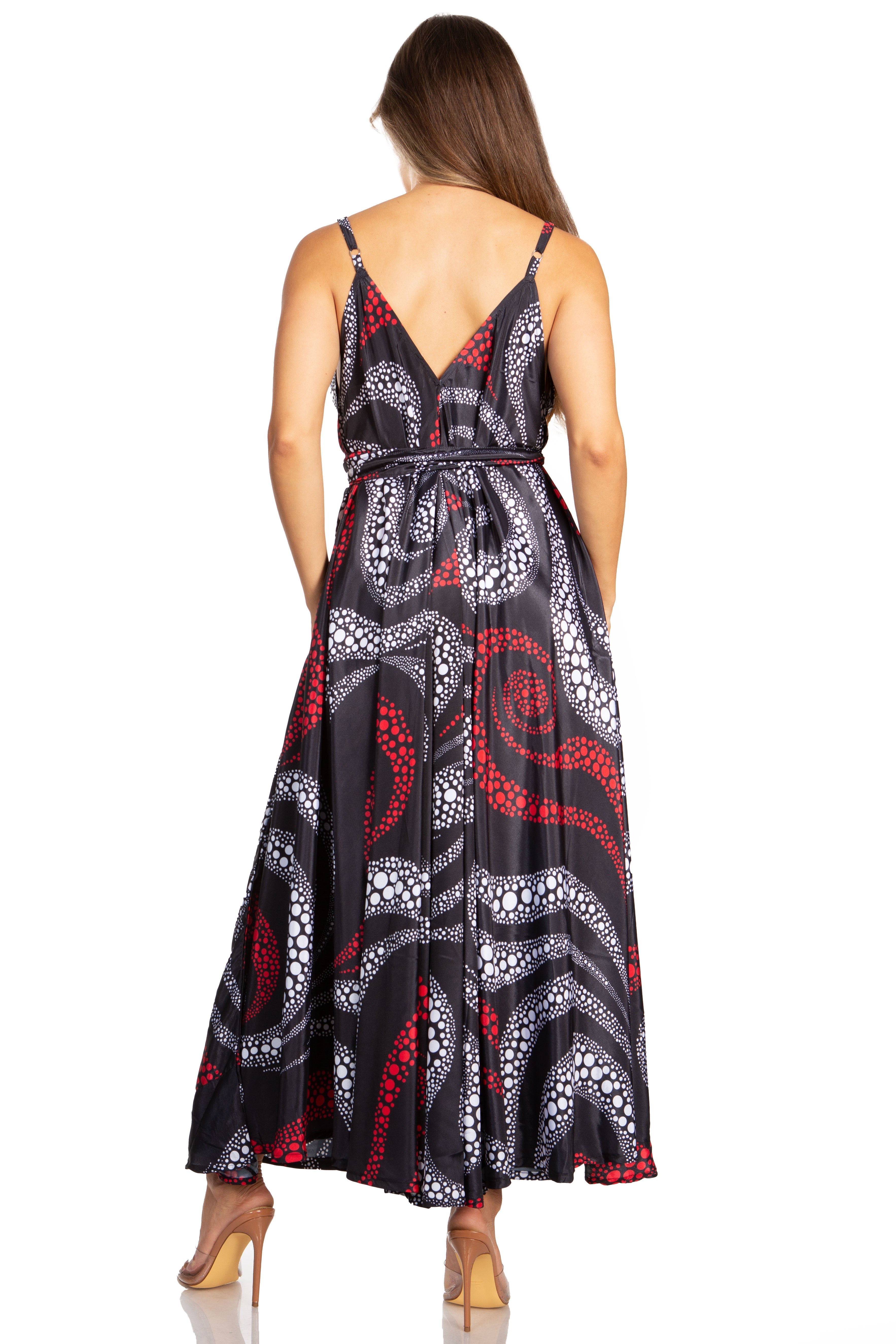 Sakkas - Niza Maxi Sleeveless Floral V-neck Loose Long Dress